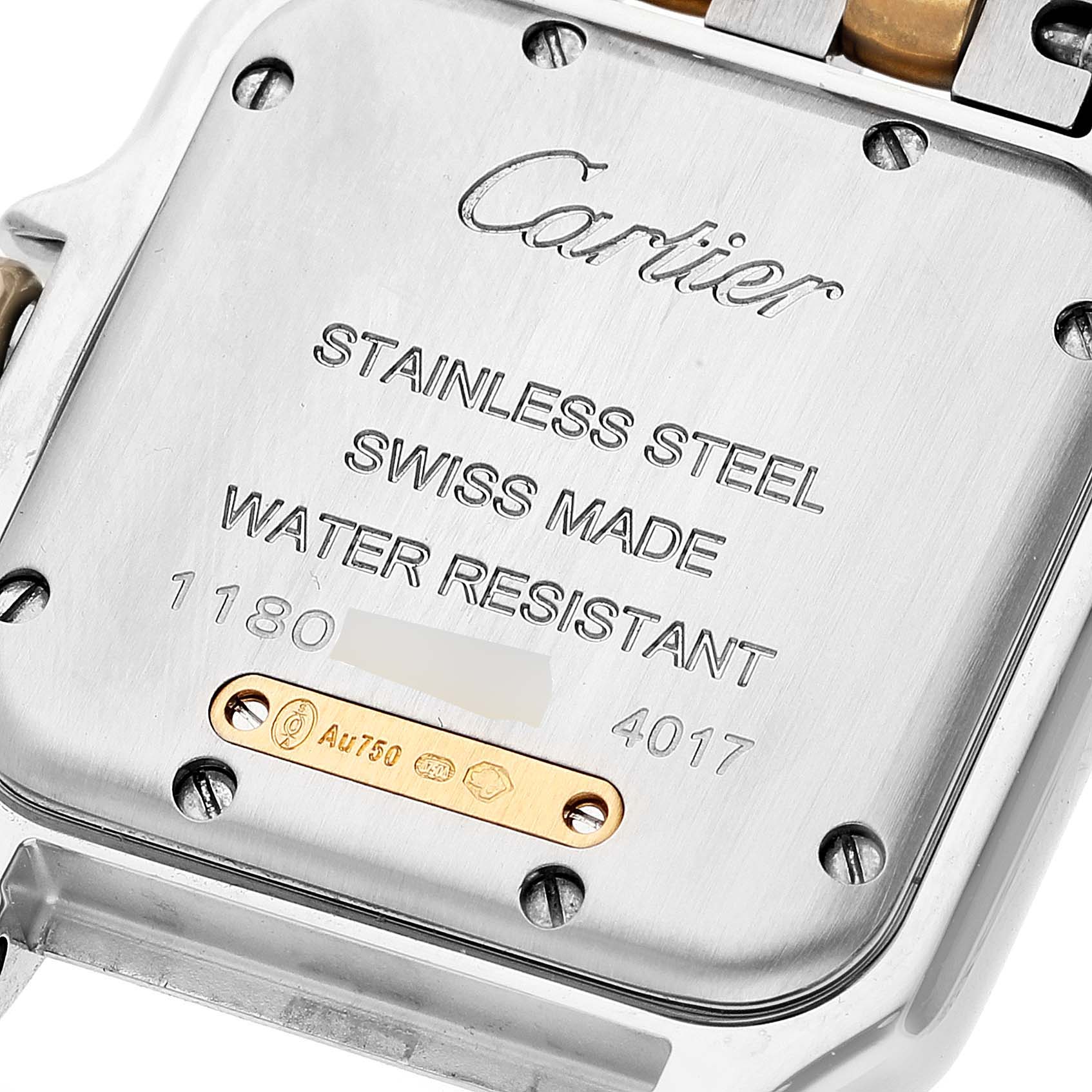 Cartier Panthere Ladies Steel Yellow Gold 2 Row Watch W2PN0007 Box Card