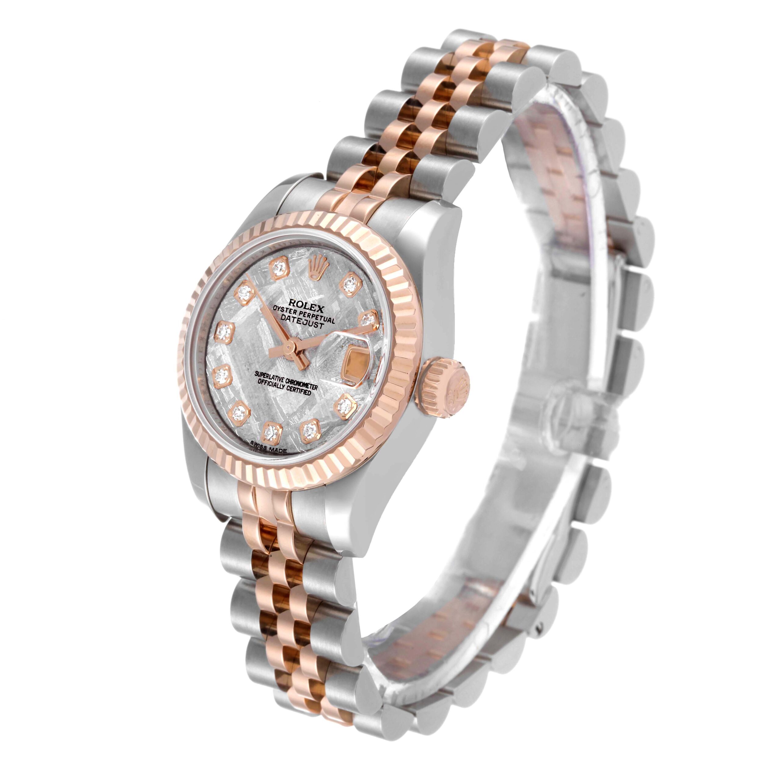 Rolex Datejust Steel Rose Gold Meteorite Diamond Dial Ladies Watch 179171