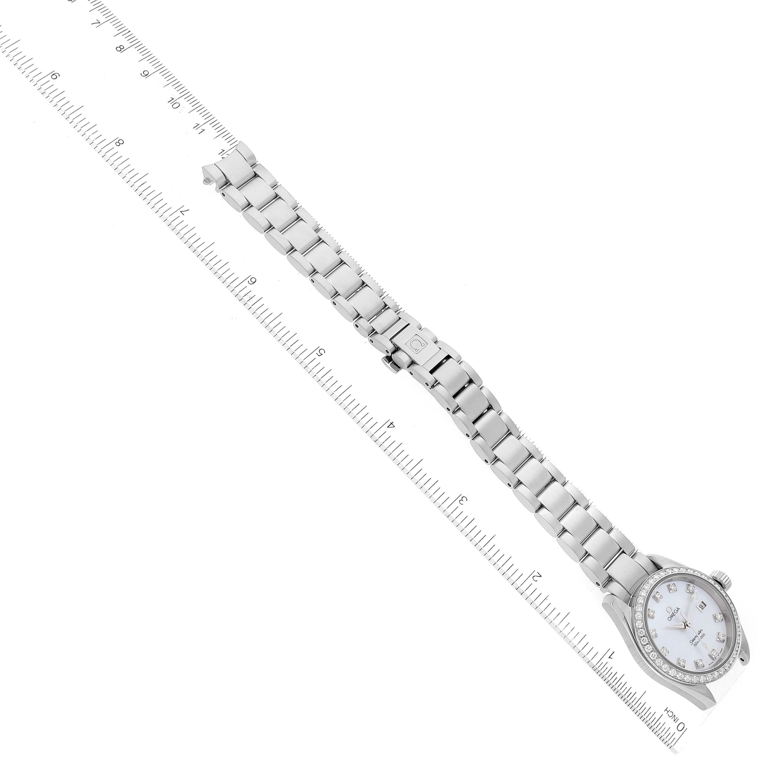 Omega Seamaster Aqua Terra Mother of Pearl Diamond Steel Ladies Watch 2579.75.00 Box Card