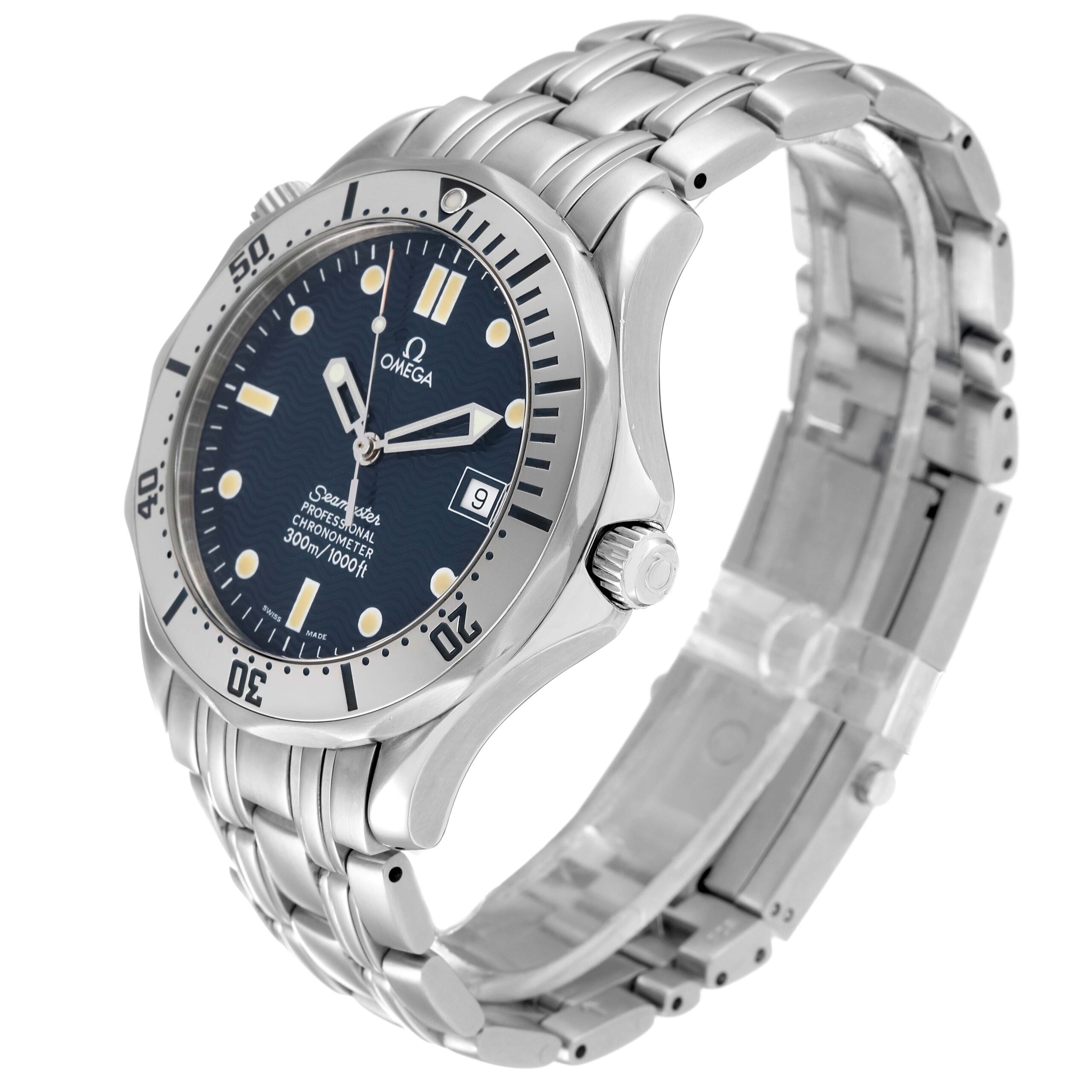 Omega Seamaster Diver 300M Blue Wave Decor Dial Steel Mens Watch 2532.80.00