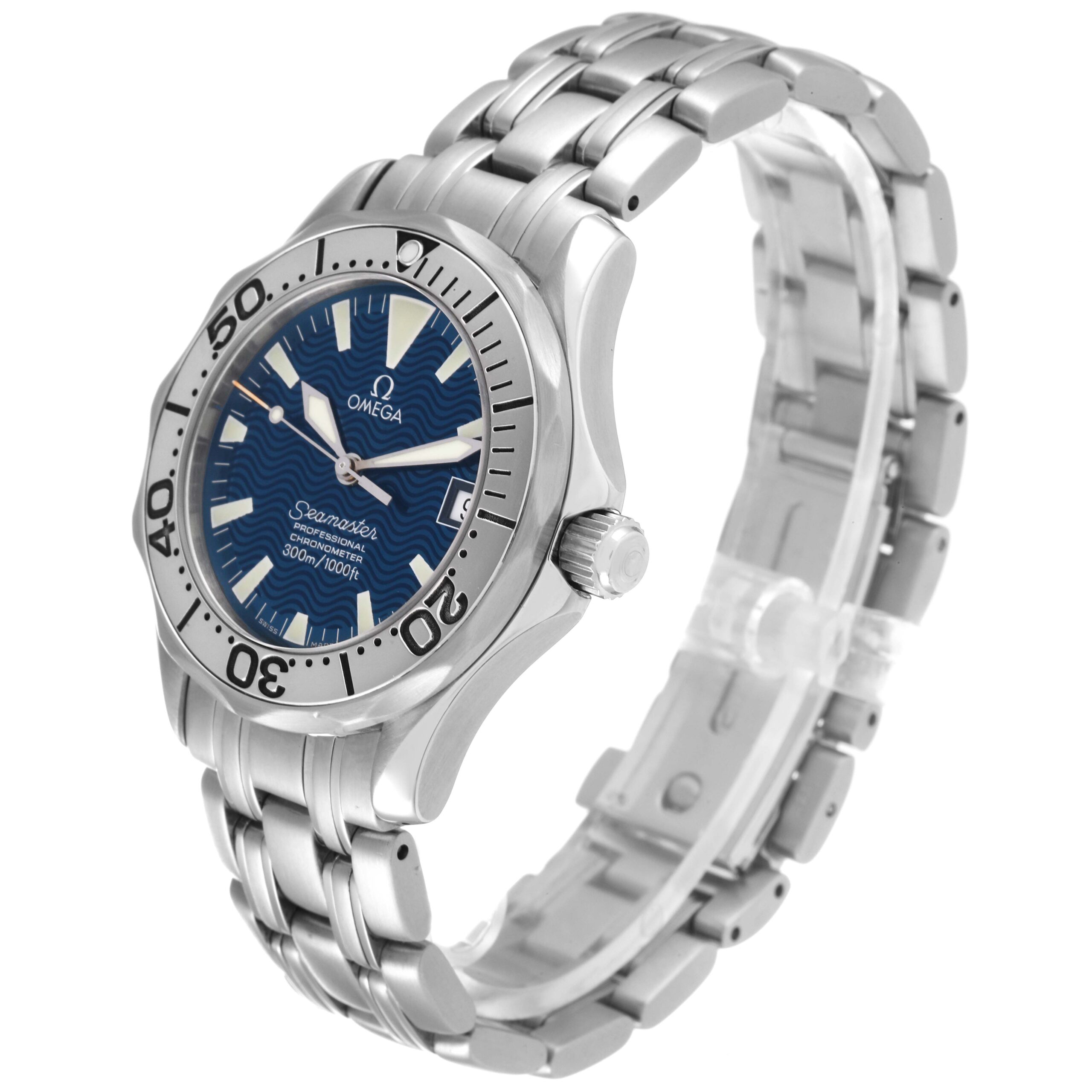 Omega Seamaster Midsize Jacques Mayol Blue Dial Steel Limited Edition Mens Watch 2554.80.00 Box Card