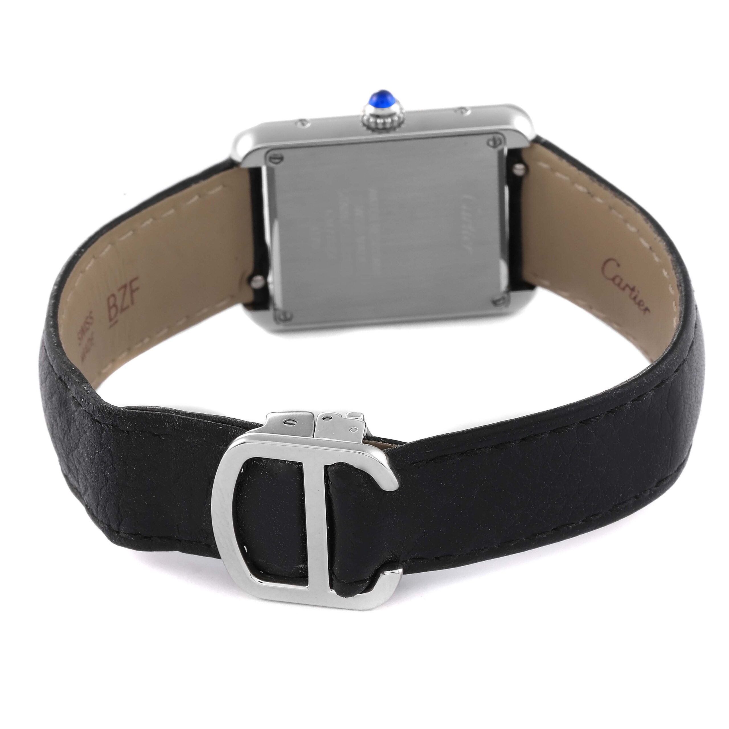 Cartier Tank Solo Steel Black Strap Quartz Ladies Watch WSTA0030 Box Card