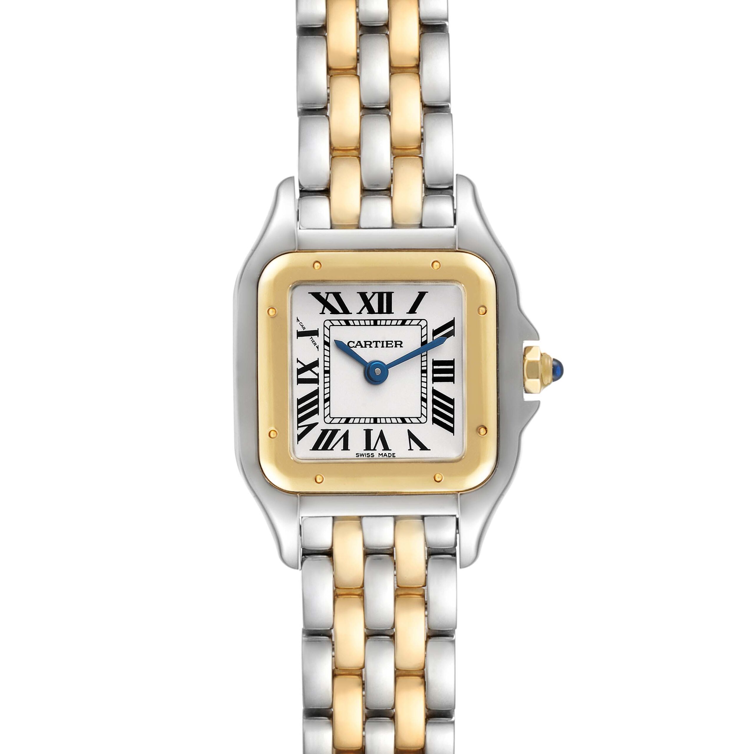 Cartier Panthere Steel Yellow Gold 2 Row Ladies Watch W2PN0006 Box Card