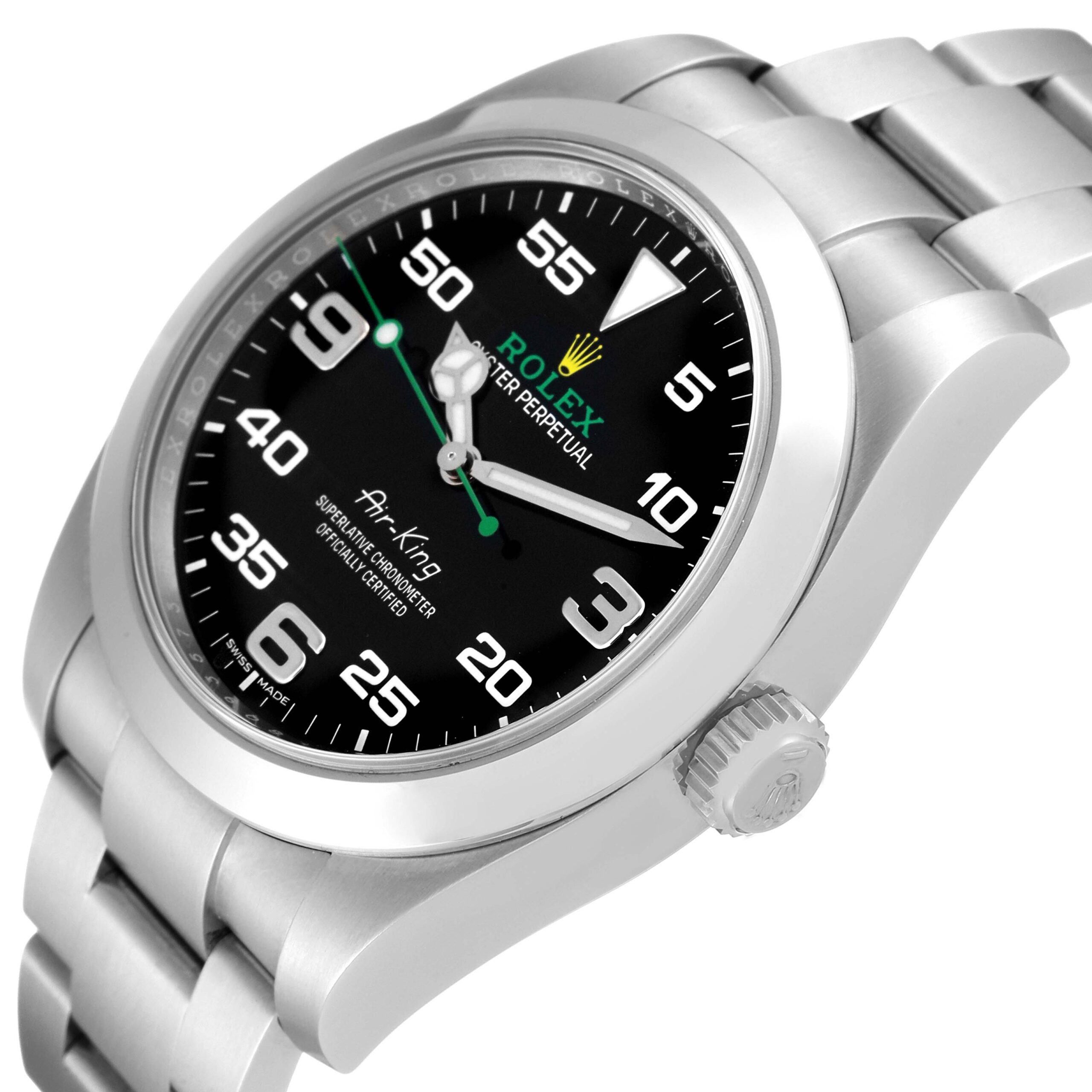 Rolex Oyster Perpetual Air King Green Hand Steel Mens Watch 116900