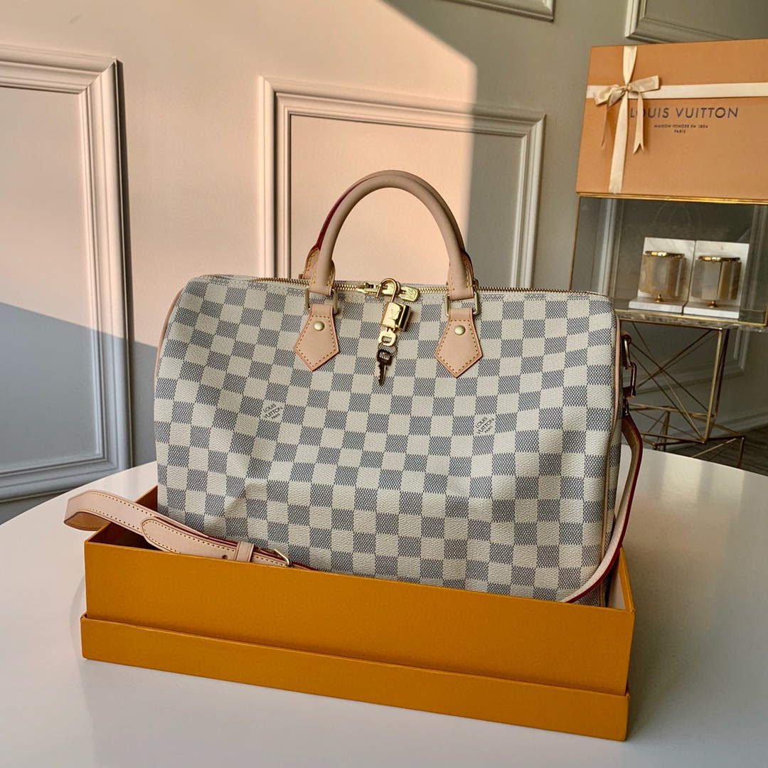 LV N41372 Louis Vuitton Speedy 35 Damier Azur N41366