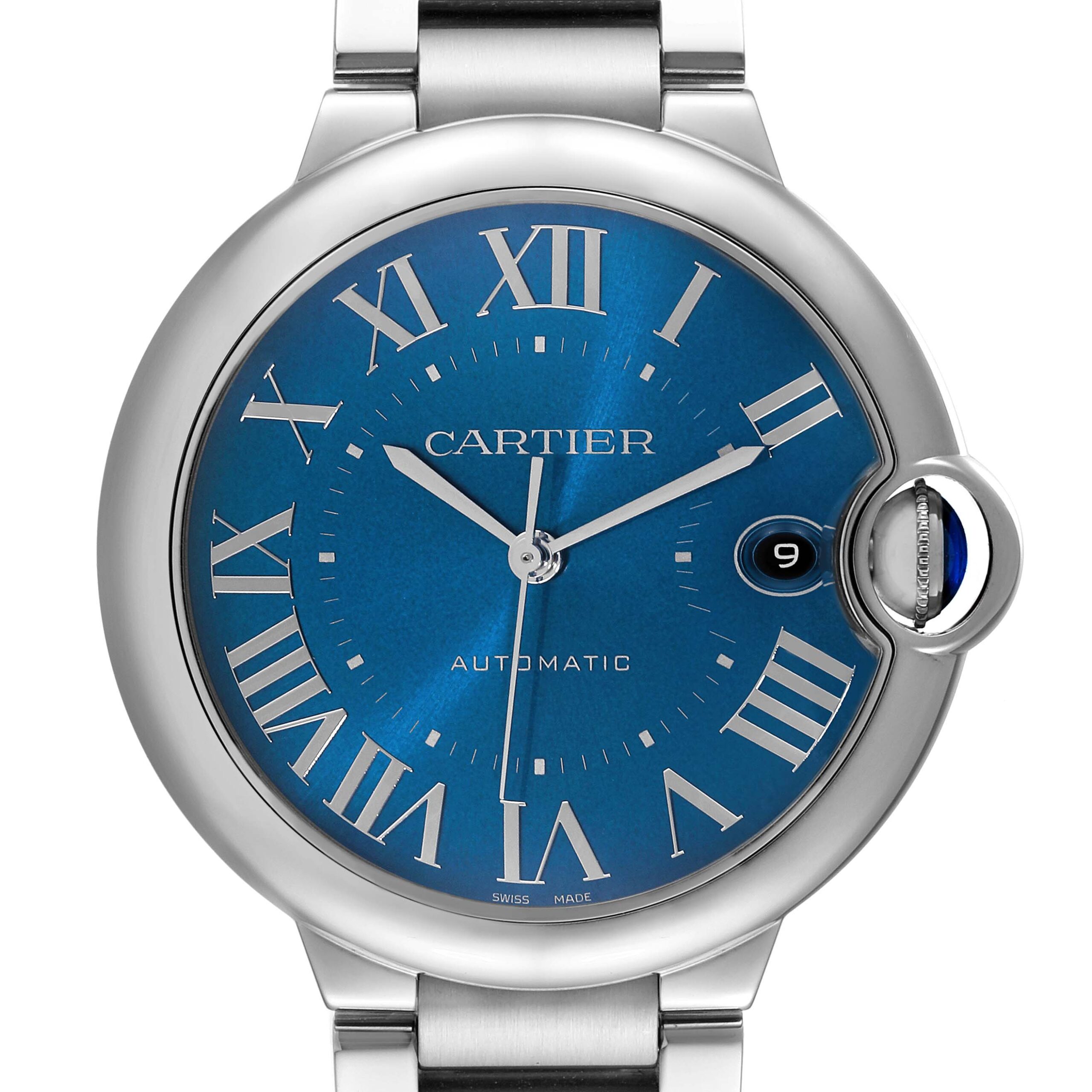 Cartier Ballon Bleu 40 Automatic Blue Dial Mens Watch WSBB0061 Box Card