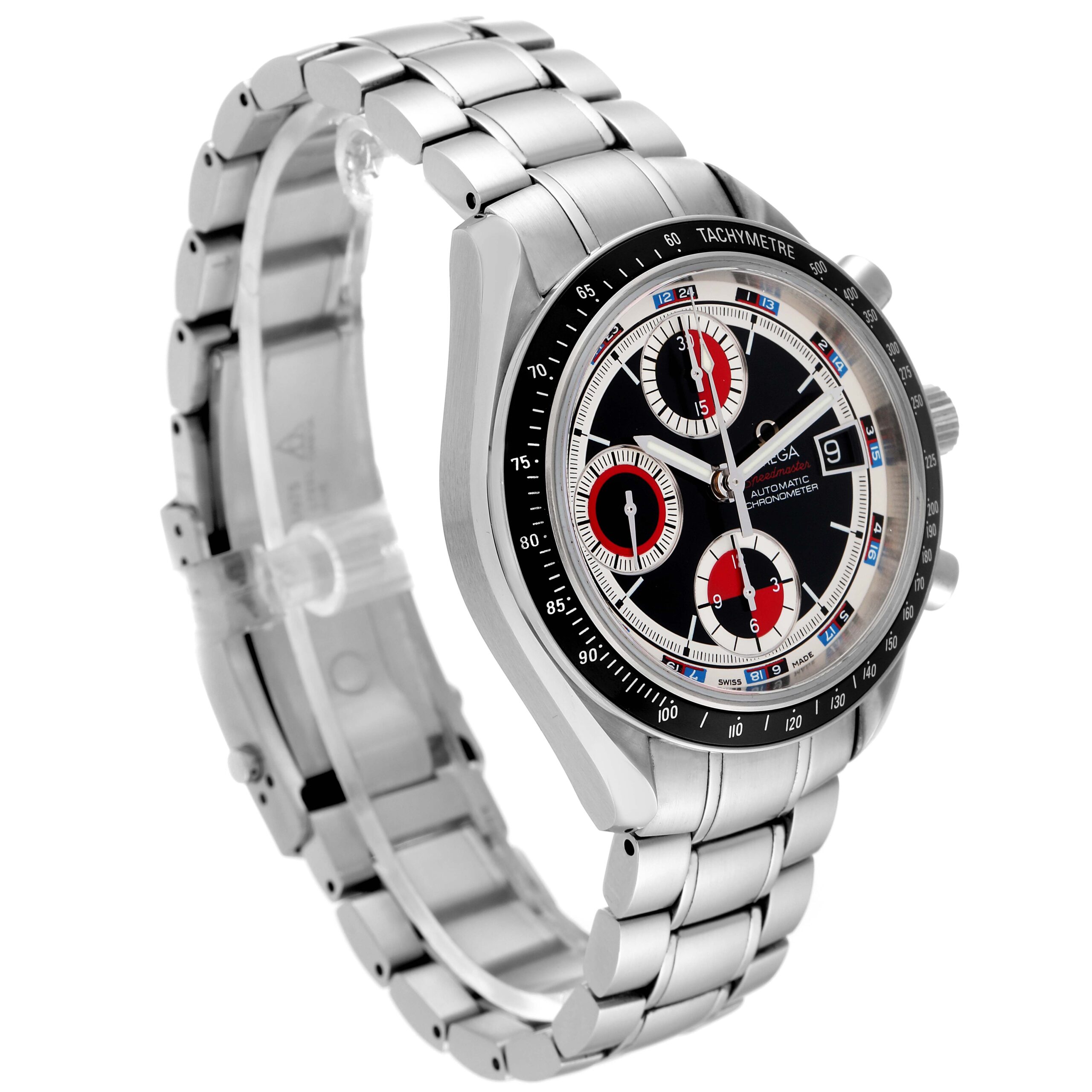 Omega Speedmaster Black Red Casino Dial Steel Mens Watch 3210.52.00 Box Card