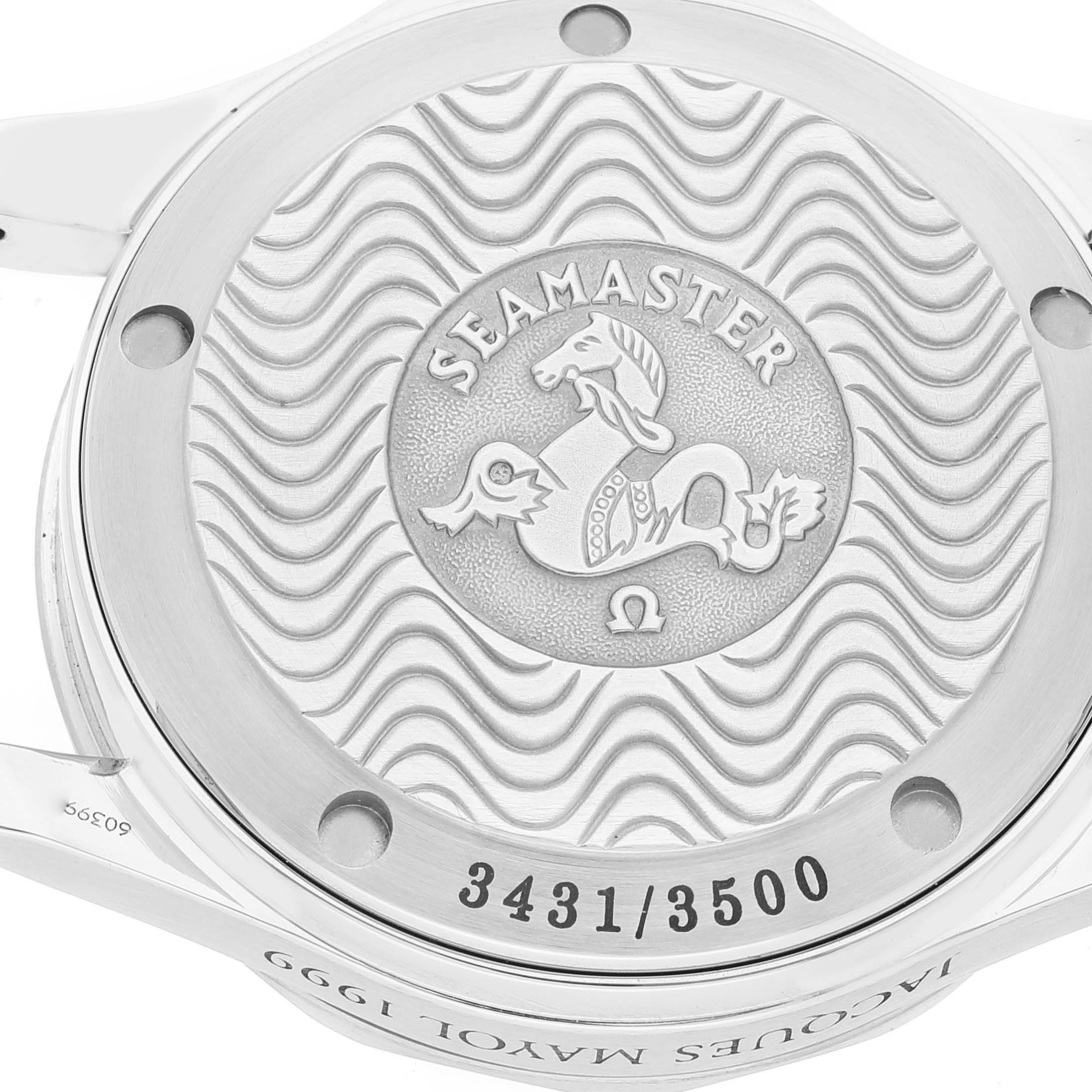 Omega Seamaster Midsize Jacques Mayol Blue Dial Steel Limited Edition Mens Watch 2554.80.00 Box Card