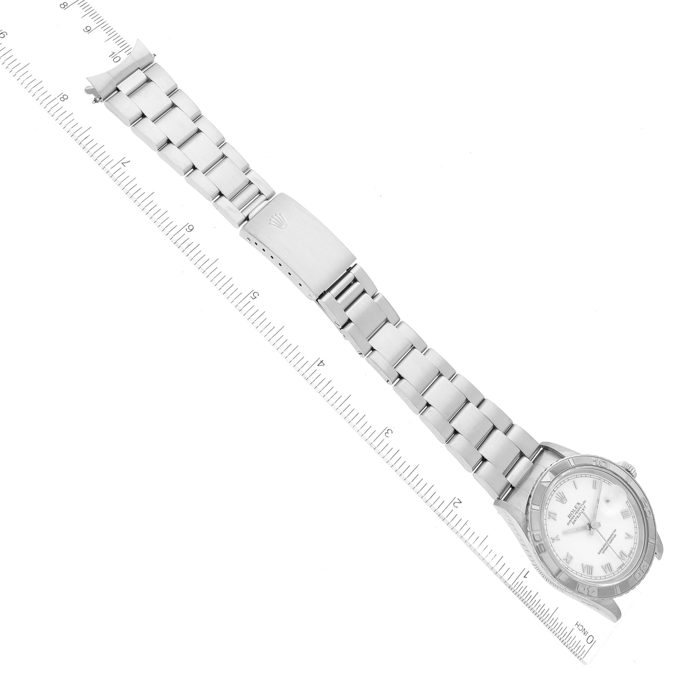 Rolex Datejust Turnograph Steel White Gold White Roman Dial Mens Watch 16264