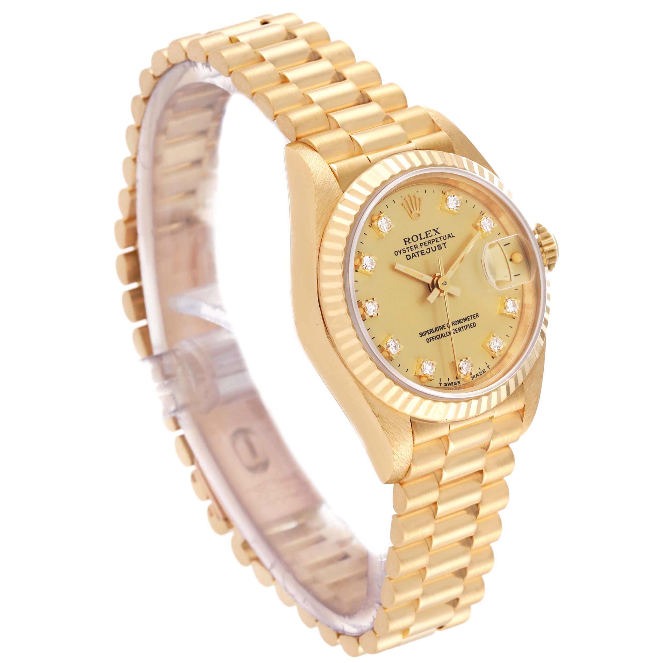 Rolex Datejust President Yellow Gold Diamond Dial Ladies Watch 69178