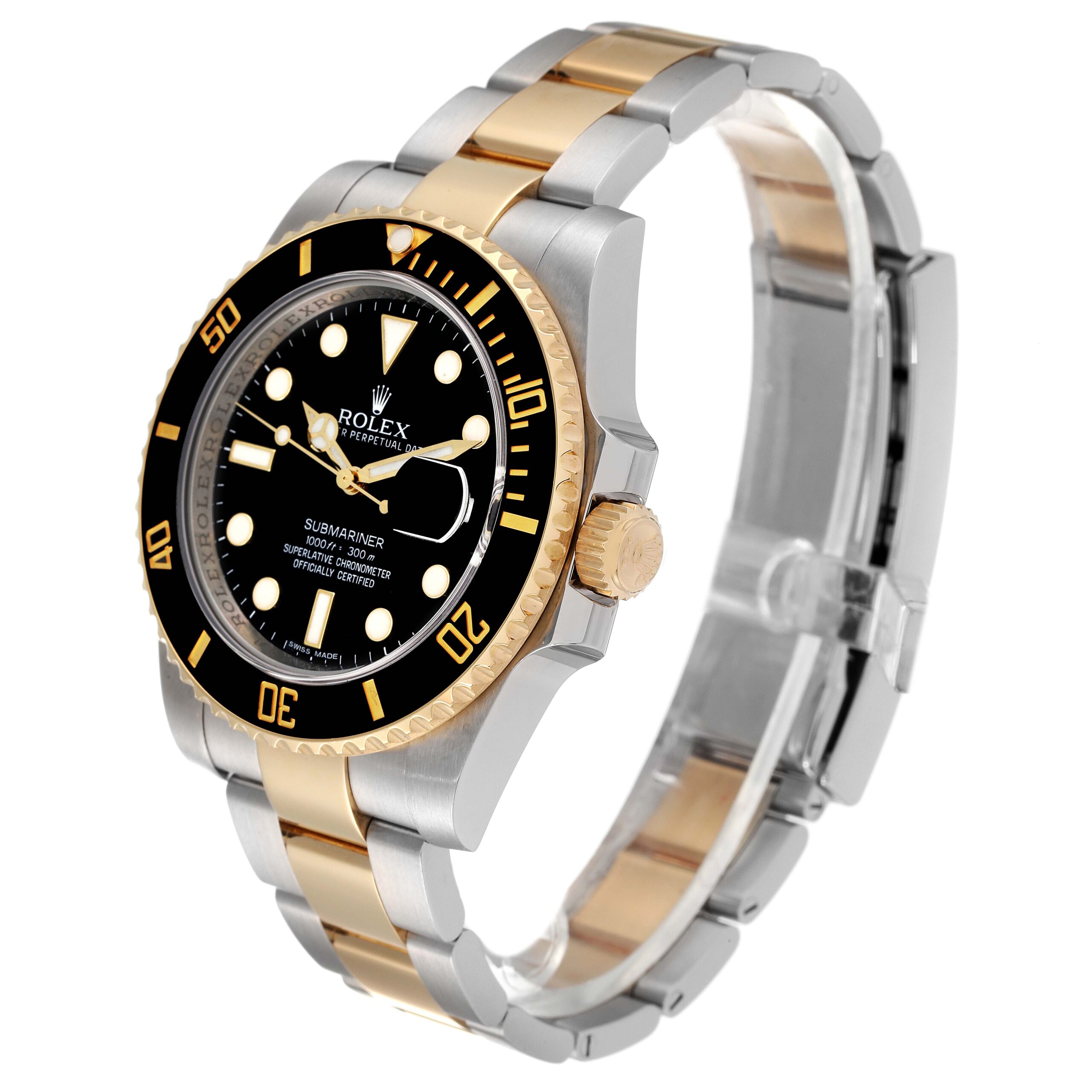 Rolex Submariner Steel Yellow Gold Black Dial Mens Watch 116613