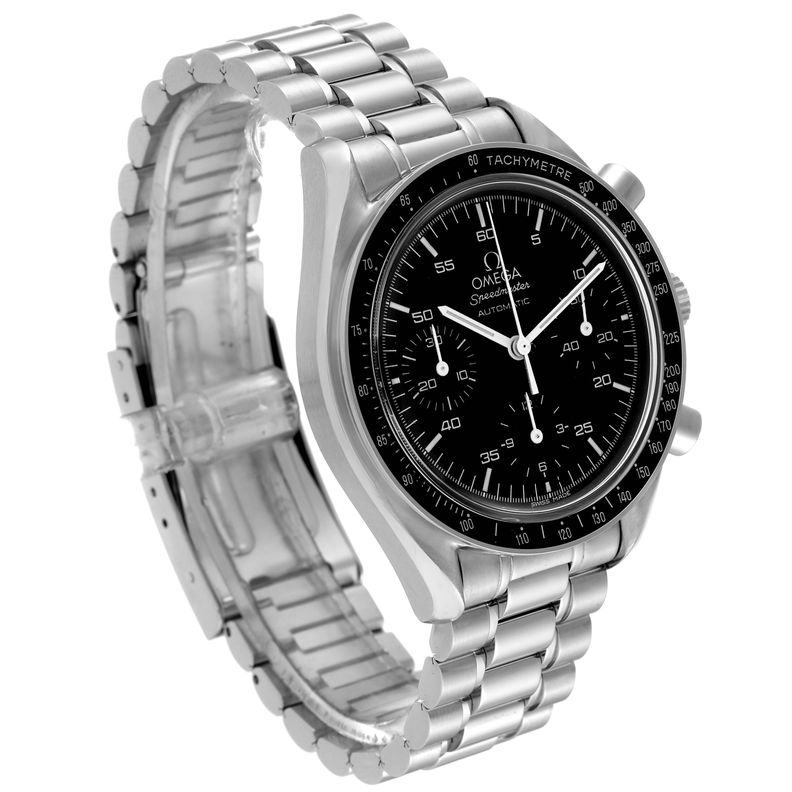 Omega Speedmaster Reduced Hesalite Chronograph Steel Mens Watch 3510.50.00