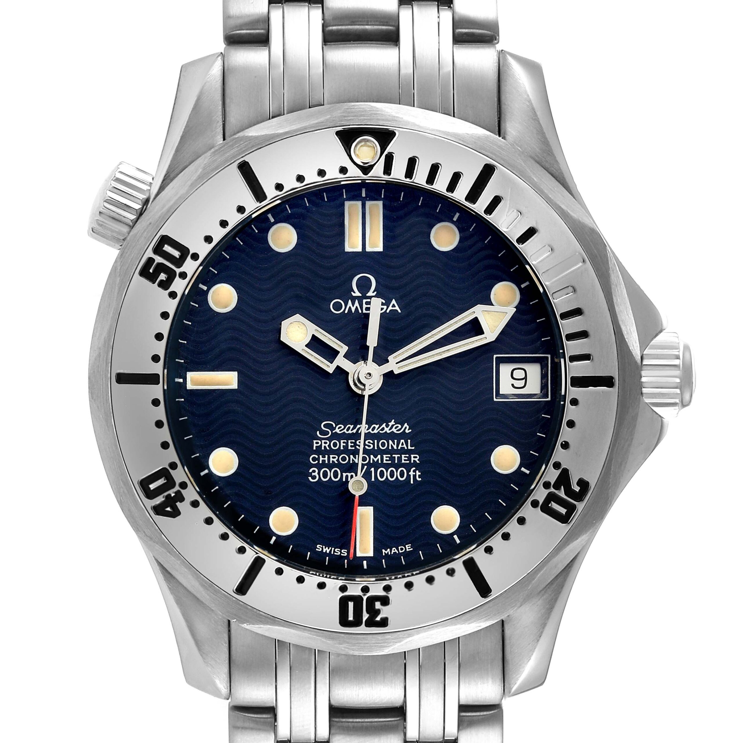 Omega Seamaster Midsize 36 Blue Dial Steel Mens Watch 2552.80.00 Card