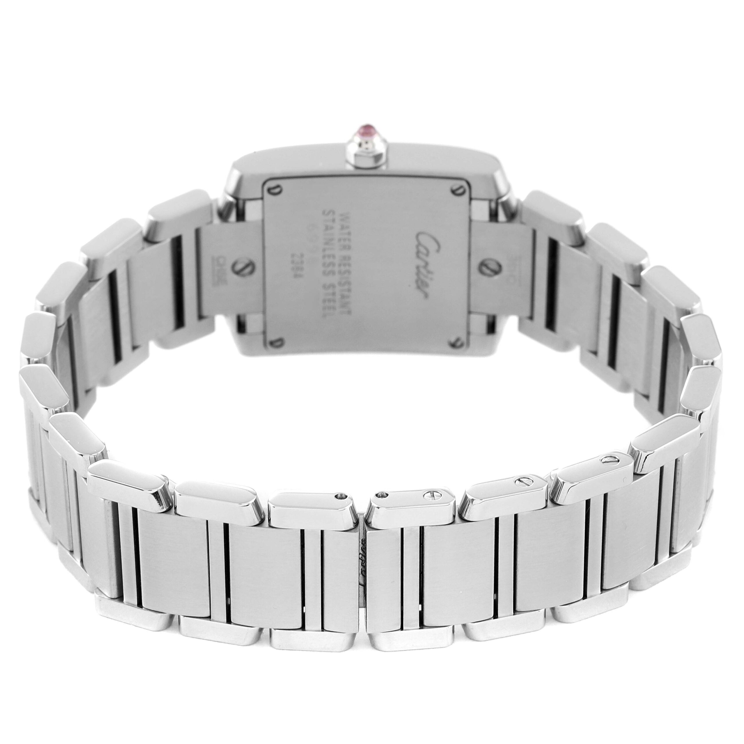 Cartier Tank Francaise Pink Mother of Pearl Steel Ladies Watch W51028Q3