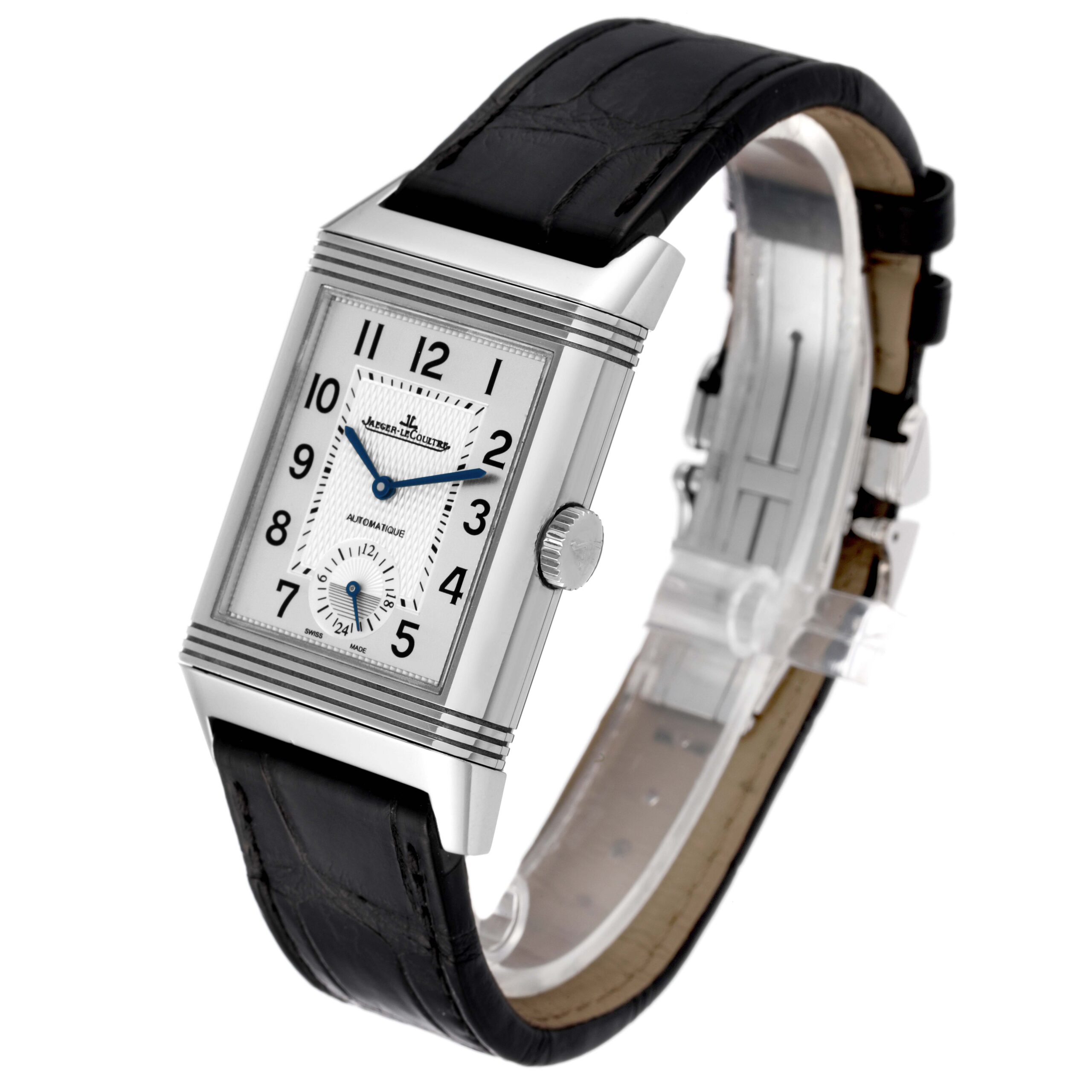 Jaeger LeCoultre Reverso Duo Day Night Steel Watch 215.8.S9 Q3838420 Box Papers