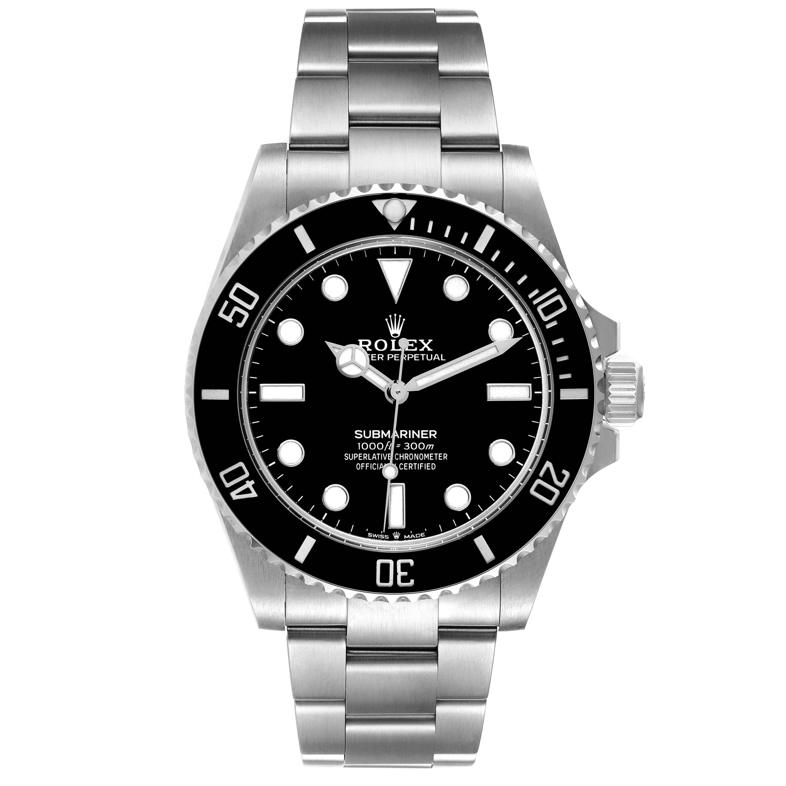 Rolex Submariner Non-Date Ceramic Bezel Steel Mens Watch 124060 Box Card