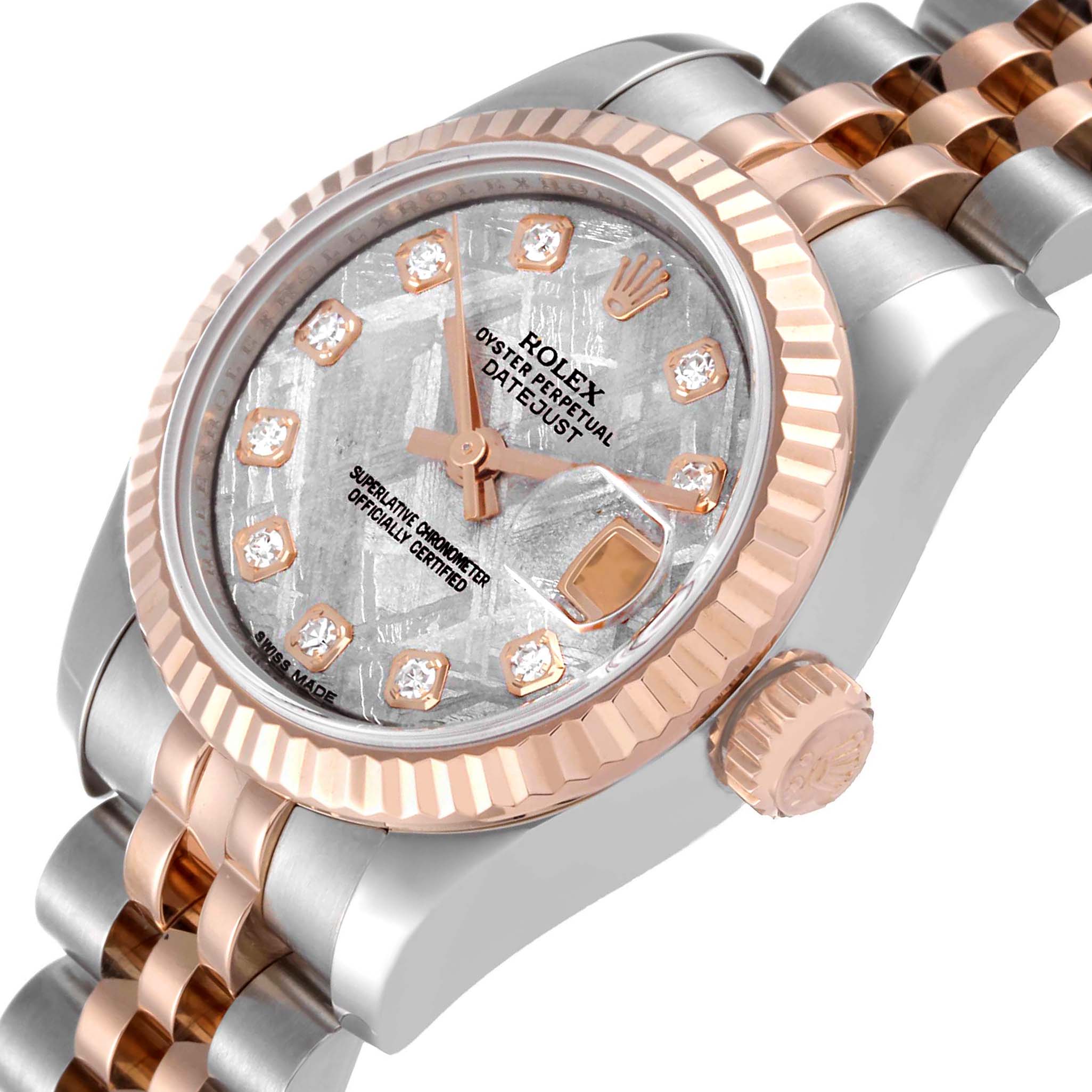 Rolex Datejust Steel Rose Gold Meteorite Diamond Dial Ladies Watch 179171
