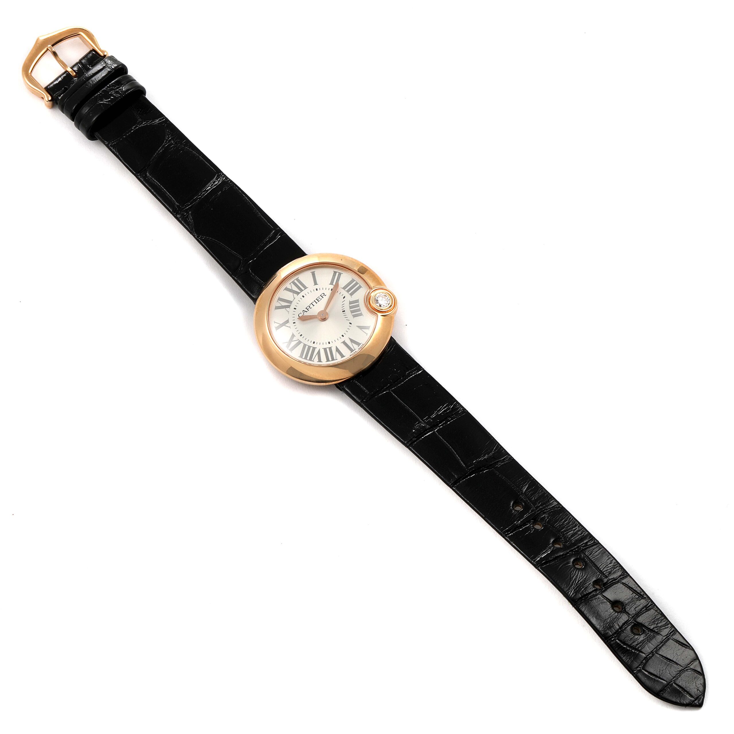 Cartier Ballon Blanc Rose Gold Diamond Ladies Watch WGBL0003 Box Card