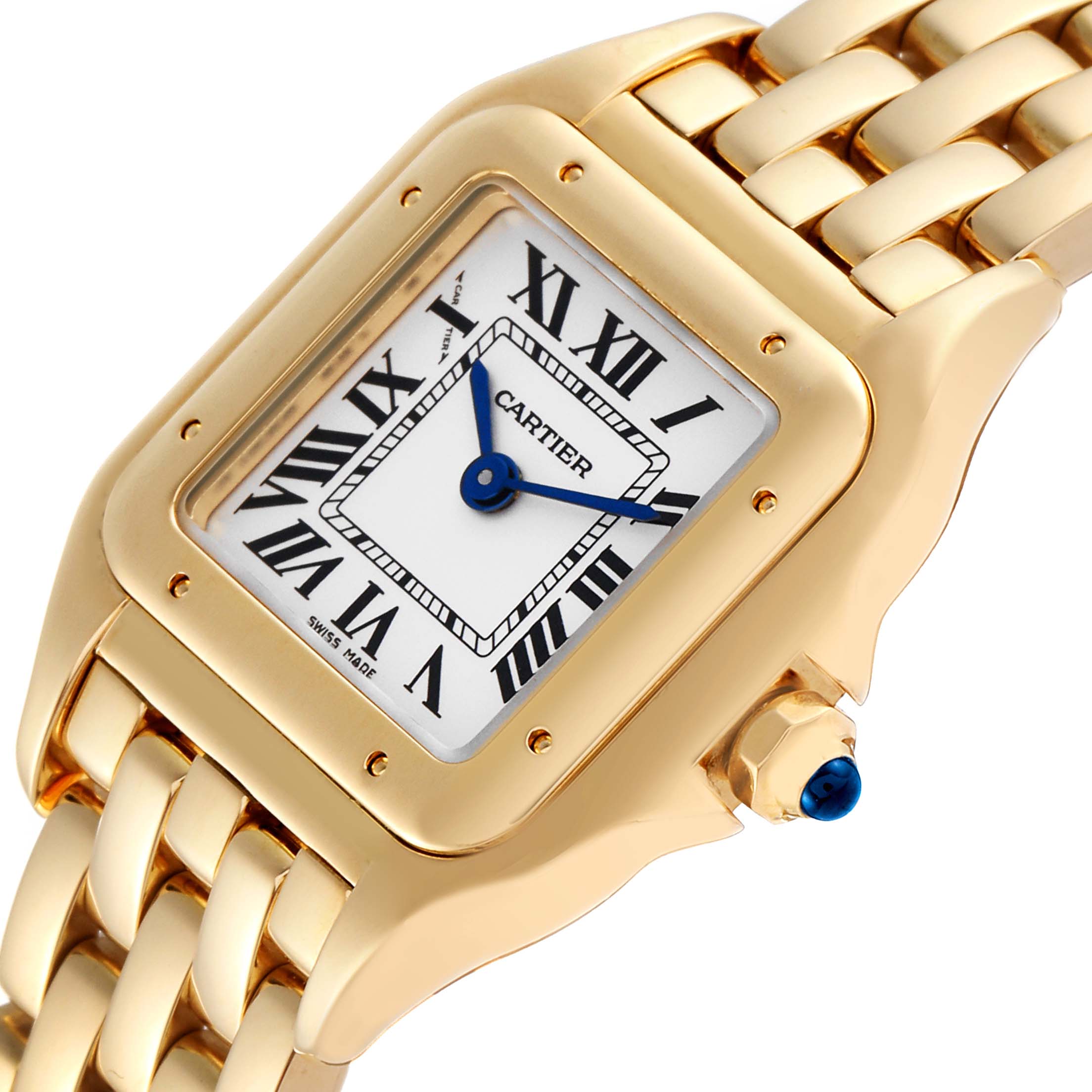 Cartier Panthere Small Yellow Gold Silver Dial Ladies Watch WGPN0008 Box Papers