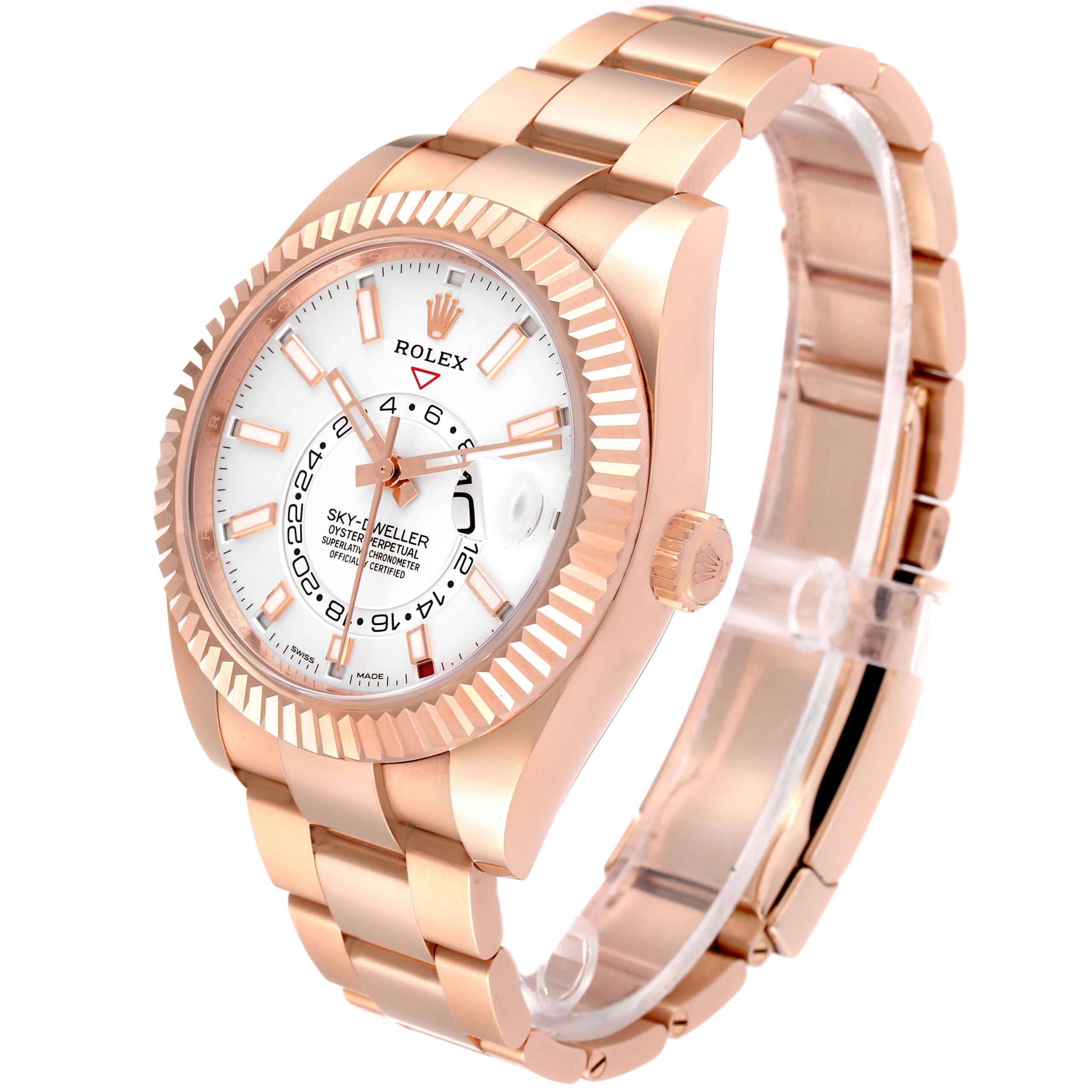 Rolex Sky-Dweller Rose Gold White Dial Mens Watch 326935 Box Card