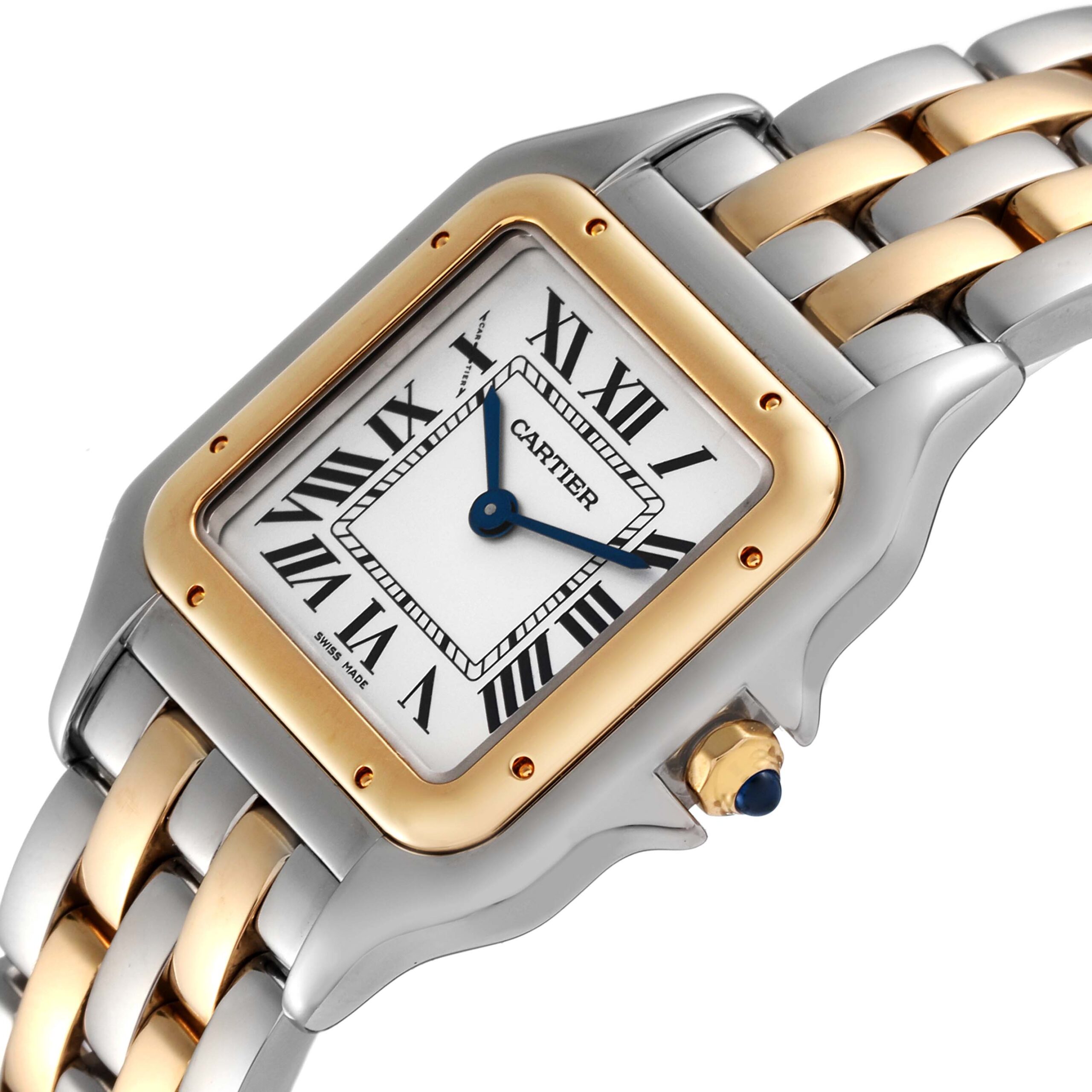 Cartier Panthere Ladies Steel Yellow Gold 2 Row Watch W2PN0007 Box Card