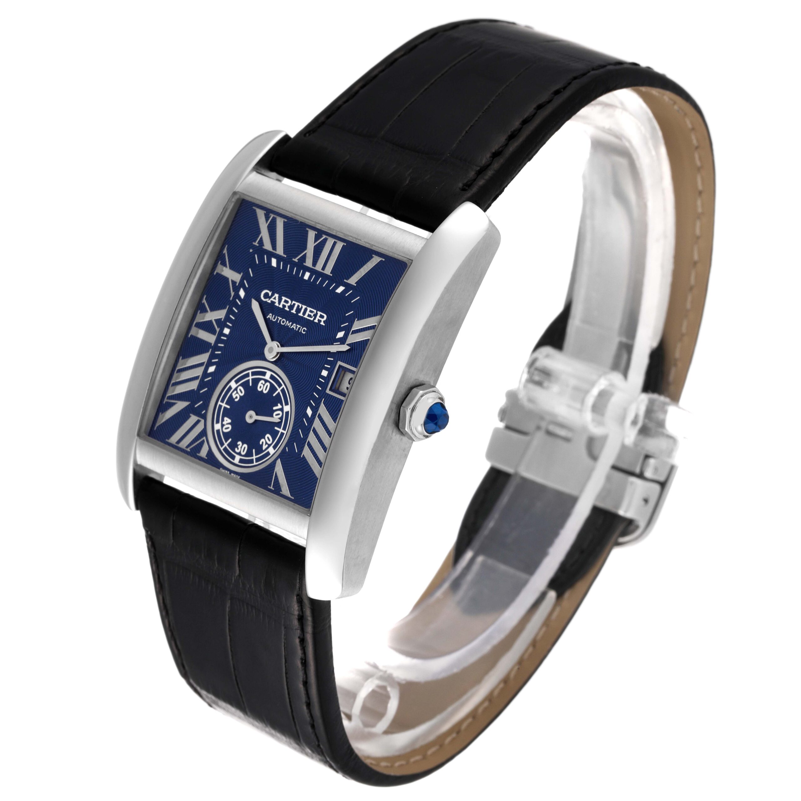 Cartier Tank MC Blue Dial Automatic Steel Mens Watch WSTA0010