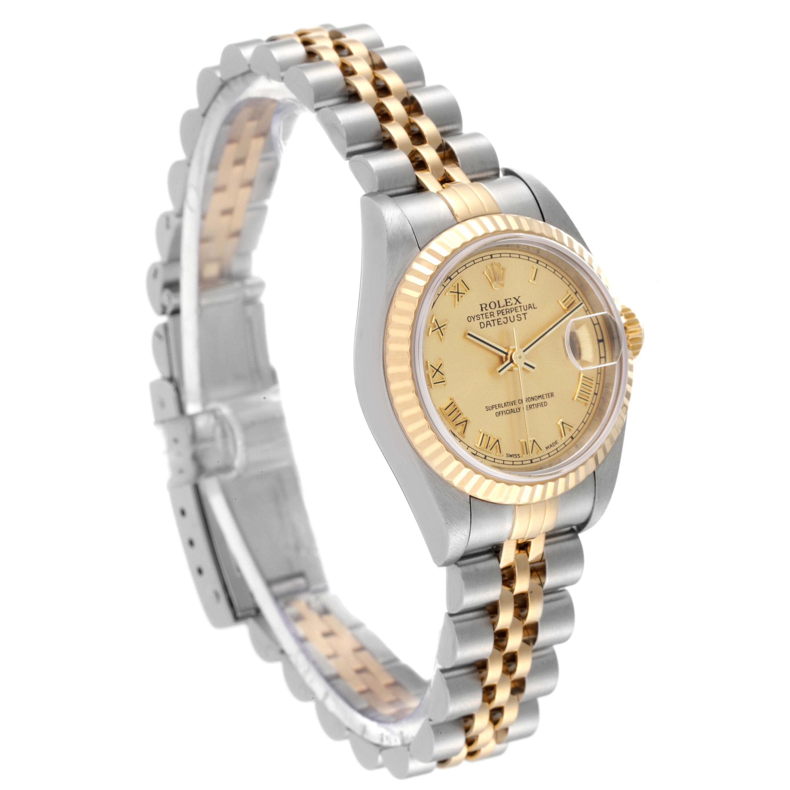 Rolex Datejust Steel Yellow Gold Champagne Dial Ladies Watch 79173 Box Papers
