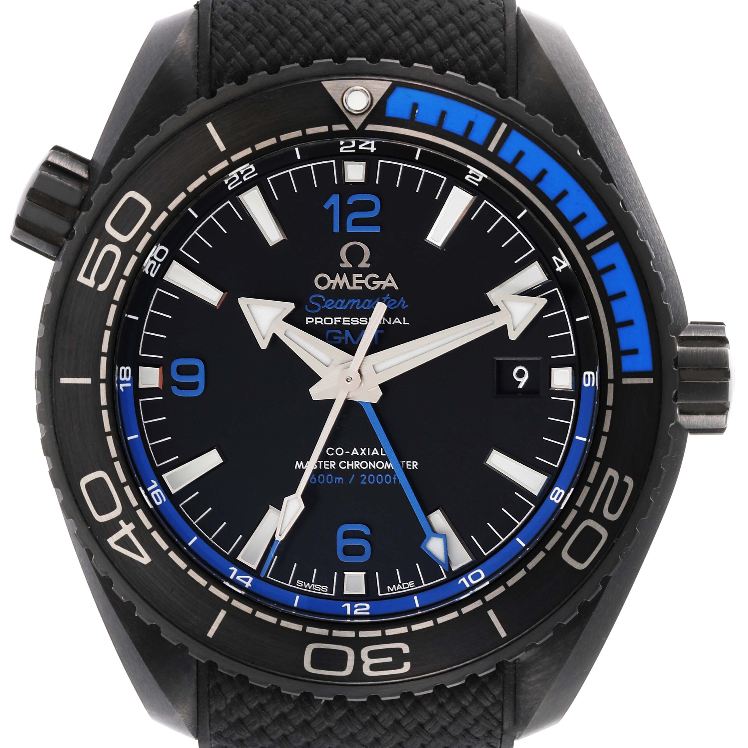 Omega Planet Ocean Deep Black Ceramic GMT Watch 215.92.46.22.01.002 Box Card
