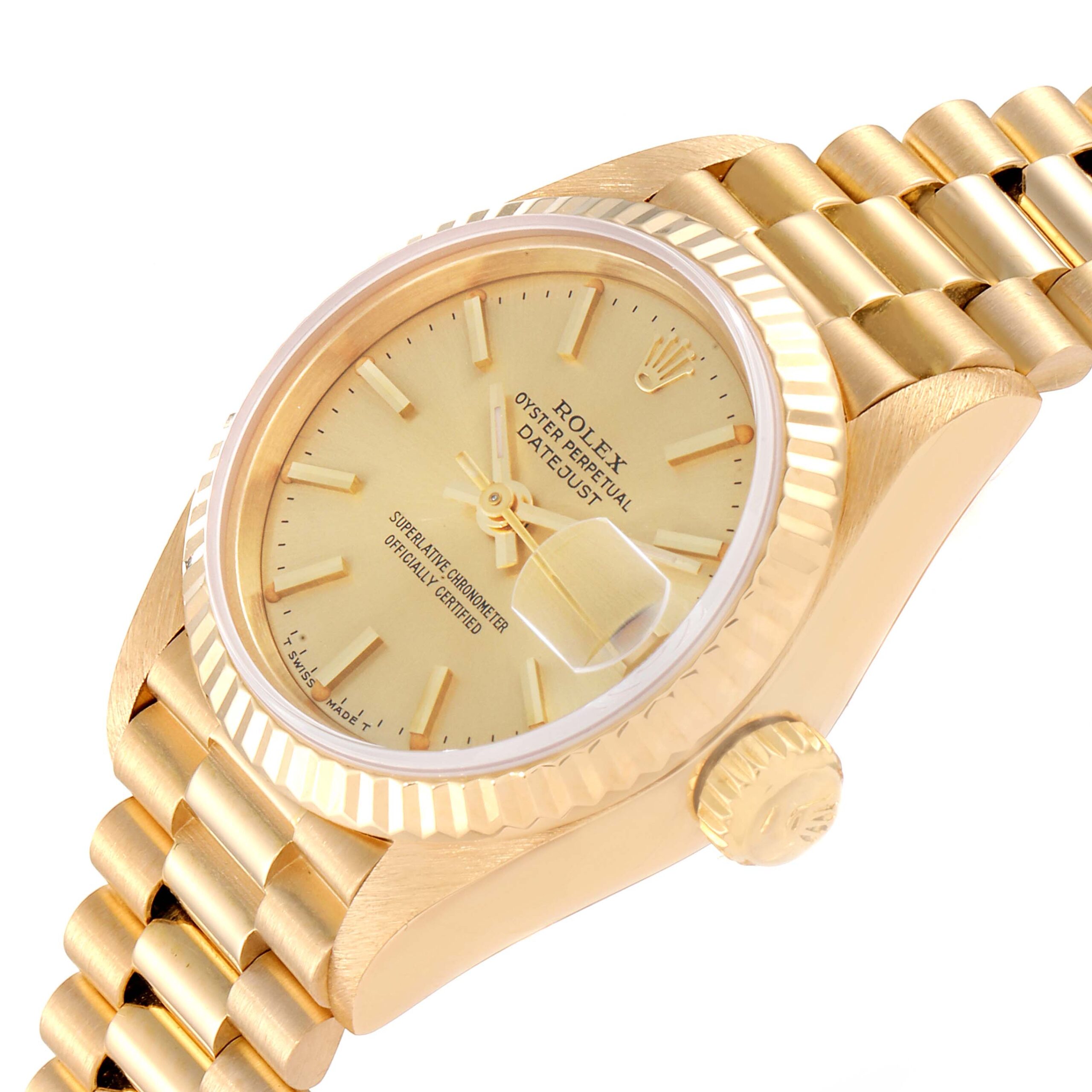 Rolex President Datejust 18K Yellow Gold Champagne Dial Ladies Watch 69178