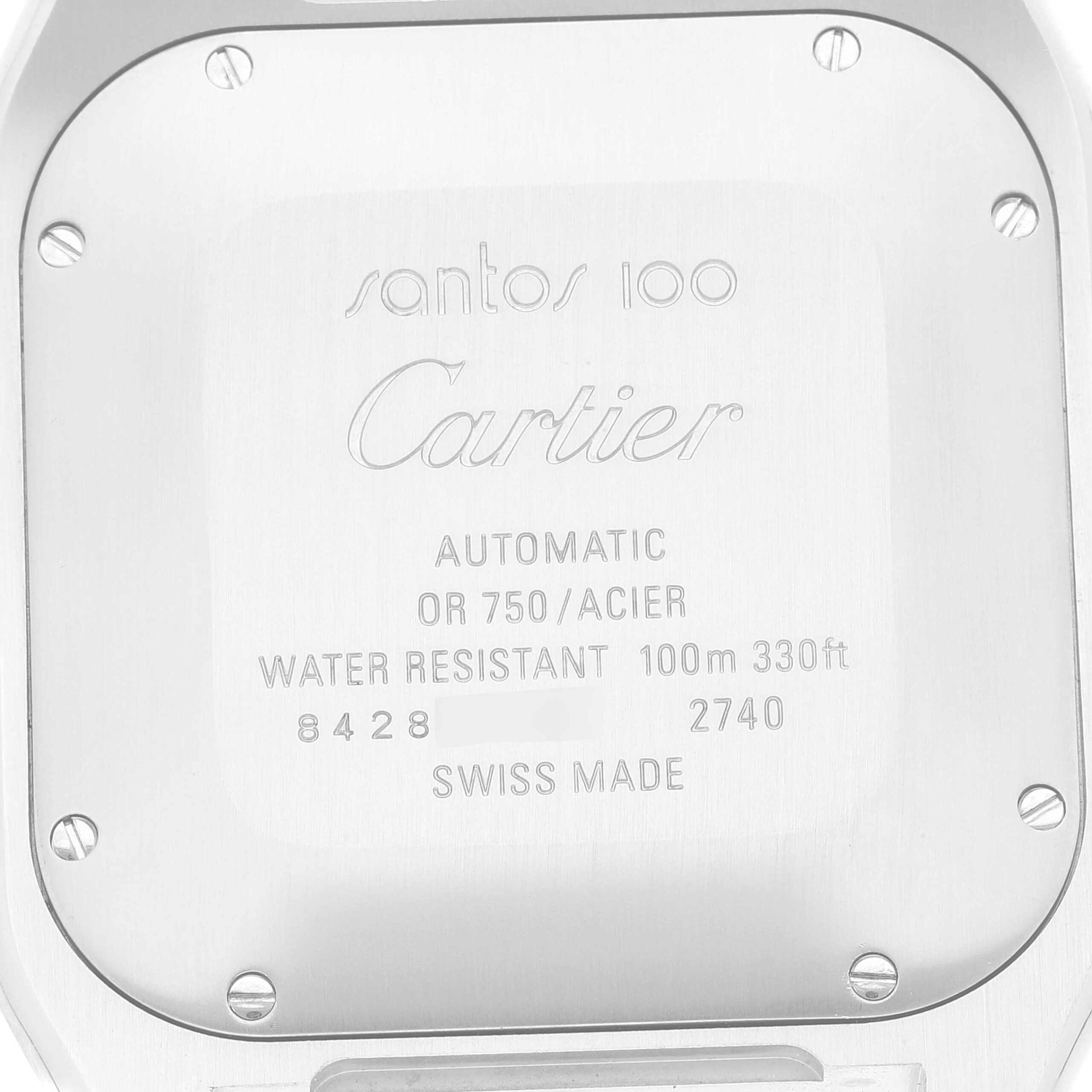 Cartier Santos 100 Steel Yellow Gold Chronograph Mens Watch W20091X7