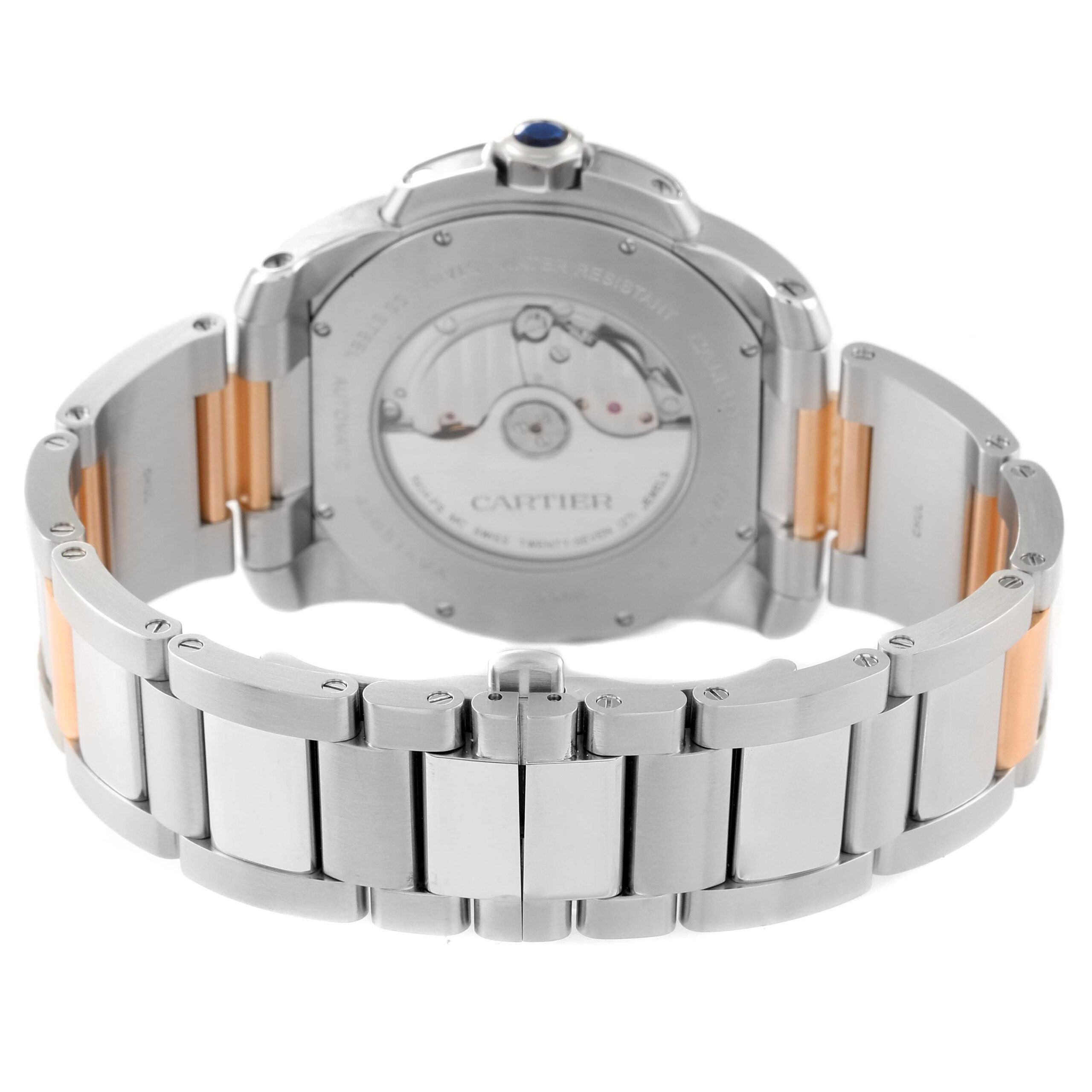 Cartier Calibre Brown Dial Rose Gold Steel Mens Watch W7100050 Box Card