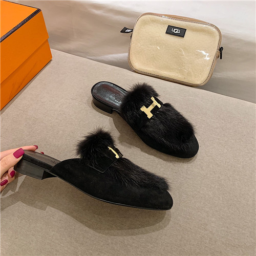 hermes sheepskin mink loafers