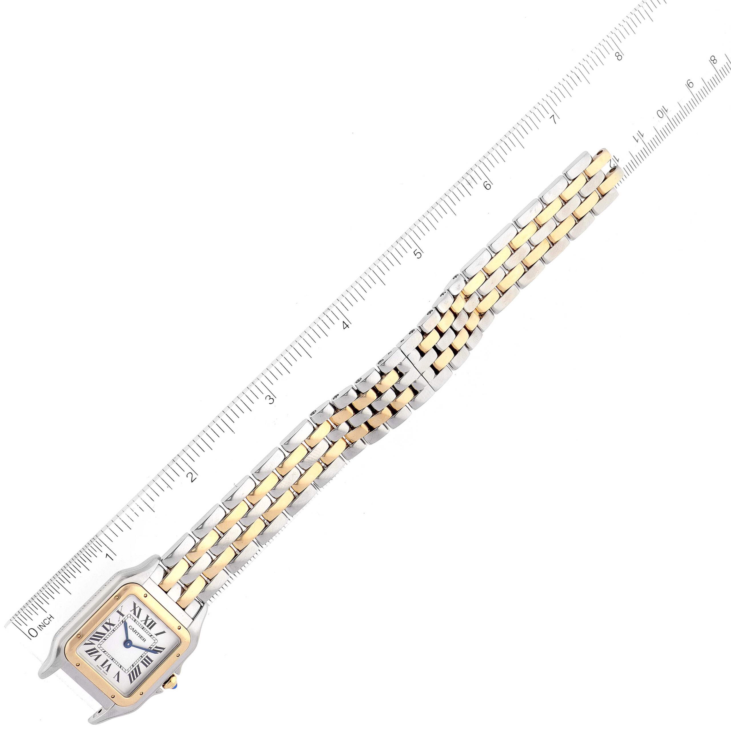 Cartier Panthere Ladies Steel Yellow Gold 2 Row Watch W2PN0007 Box Card