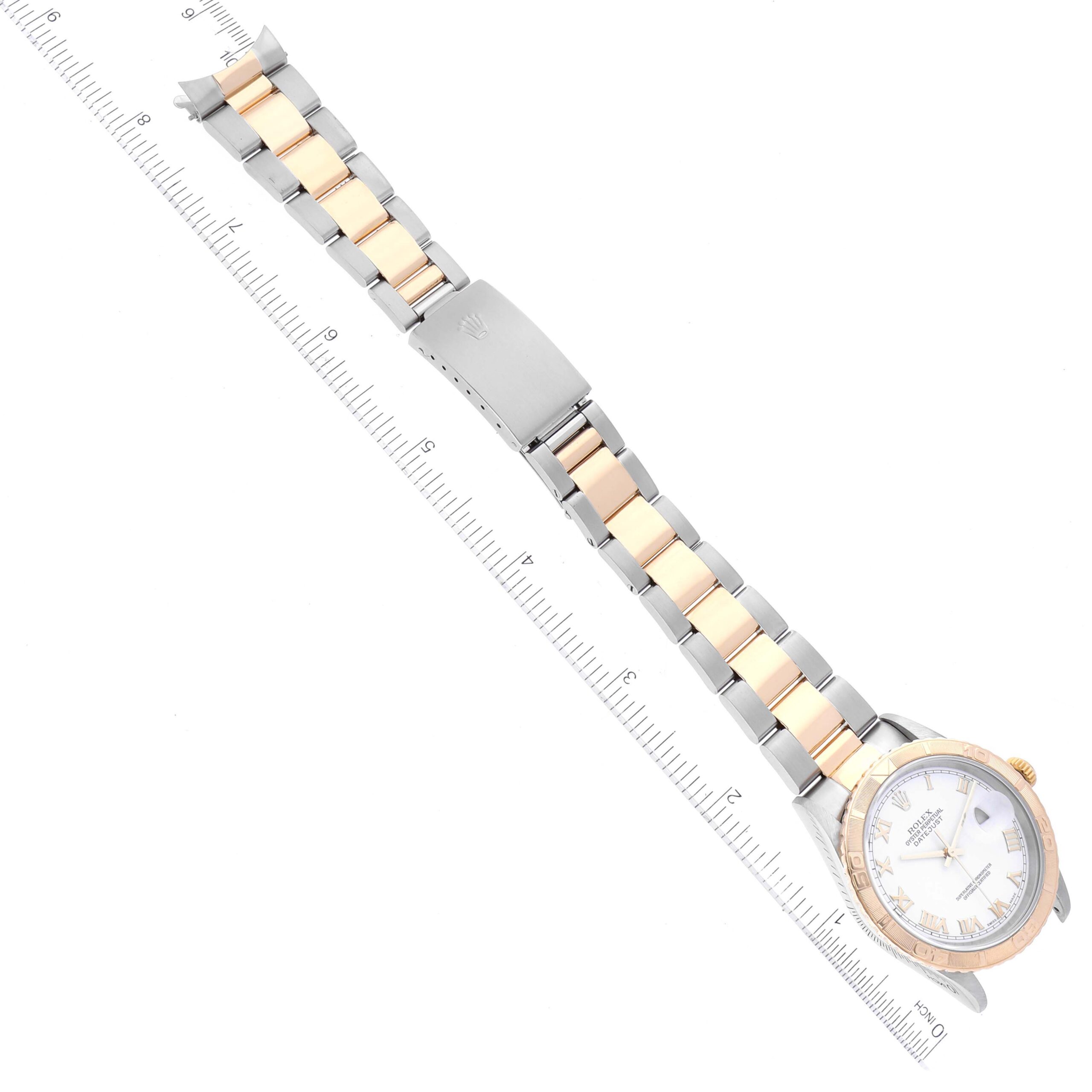 Rolex Datejust Turnograph Steel Yellow Gold White Dial Watch 16263 Box Papers