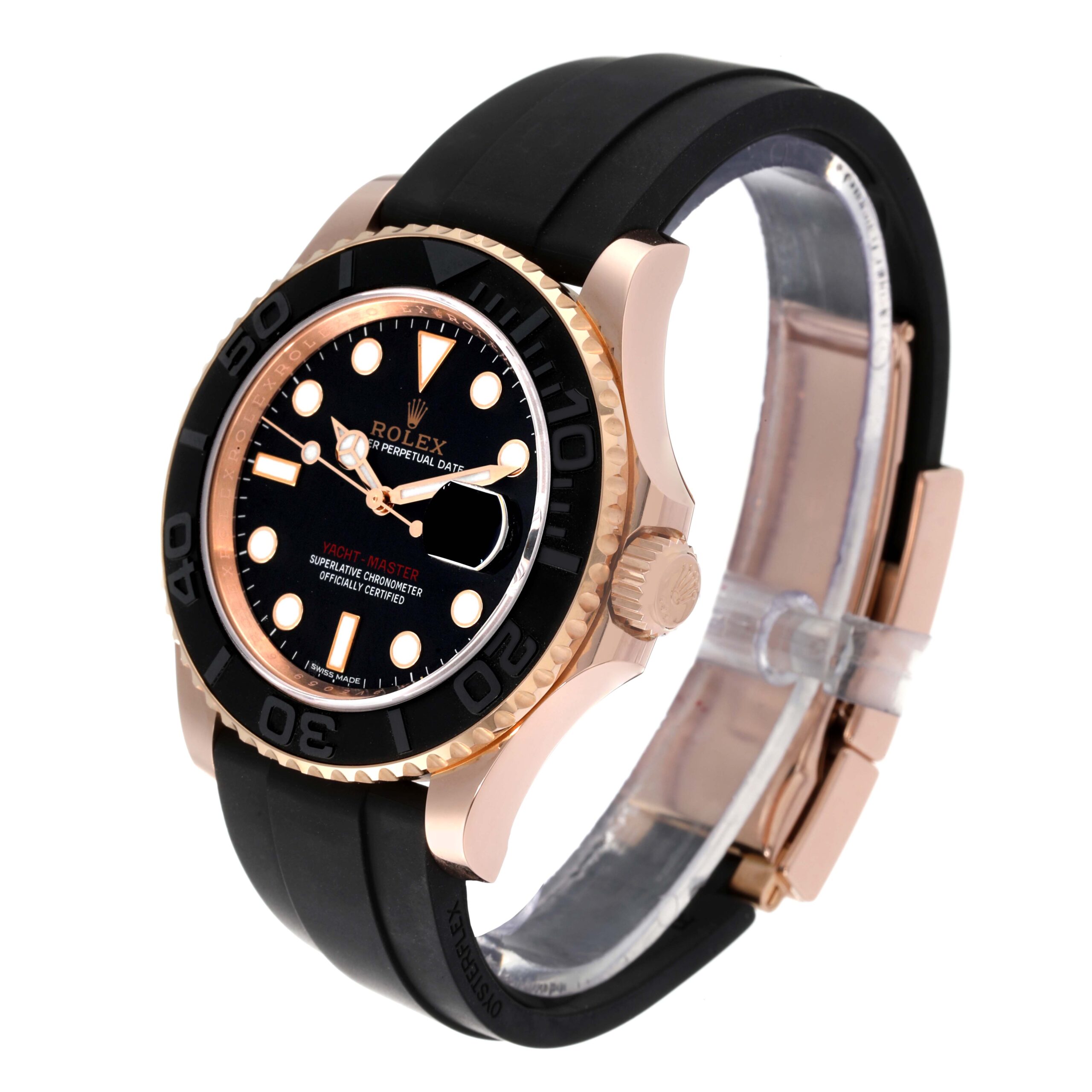 Rolex Yachtmaster 40mm Rose Gold Oysterflex Bracelet Mens Watch 116655 Box Card