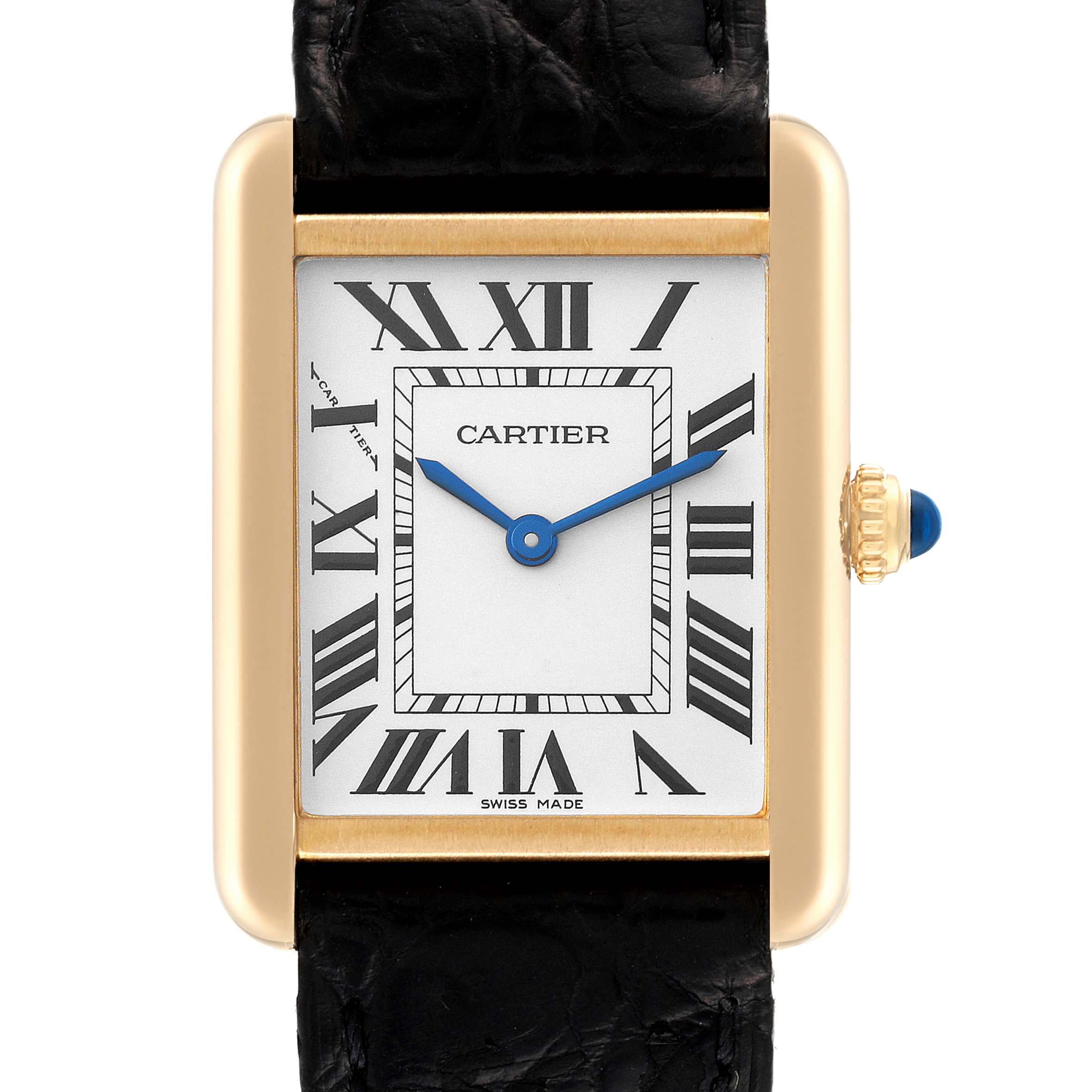 Cartier Tank Solo Yellow Gold Steel Silver Dial Ladies Watch W5200002 Card