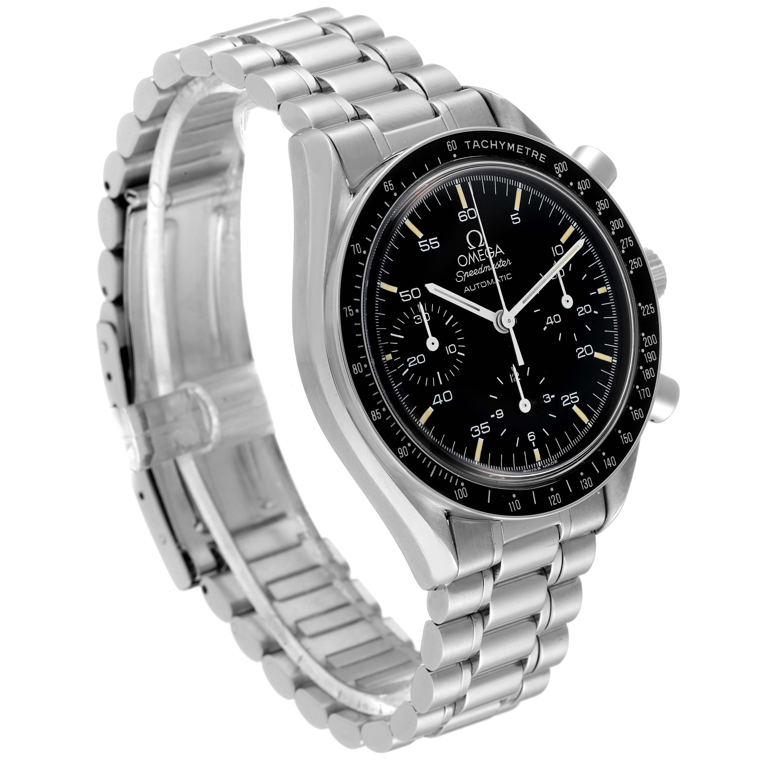 Omega Speedmaster Reduced Hesalite Chronograph Steel Mens Watch 3510.50.00