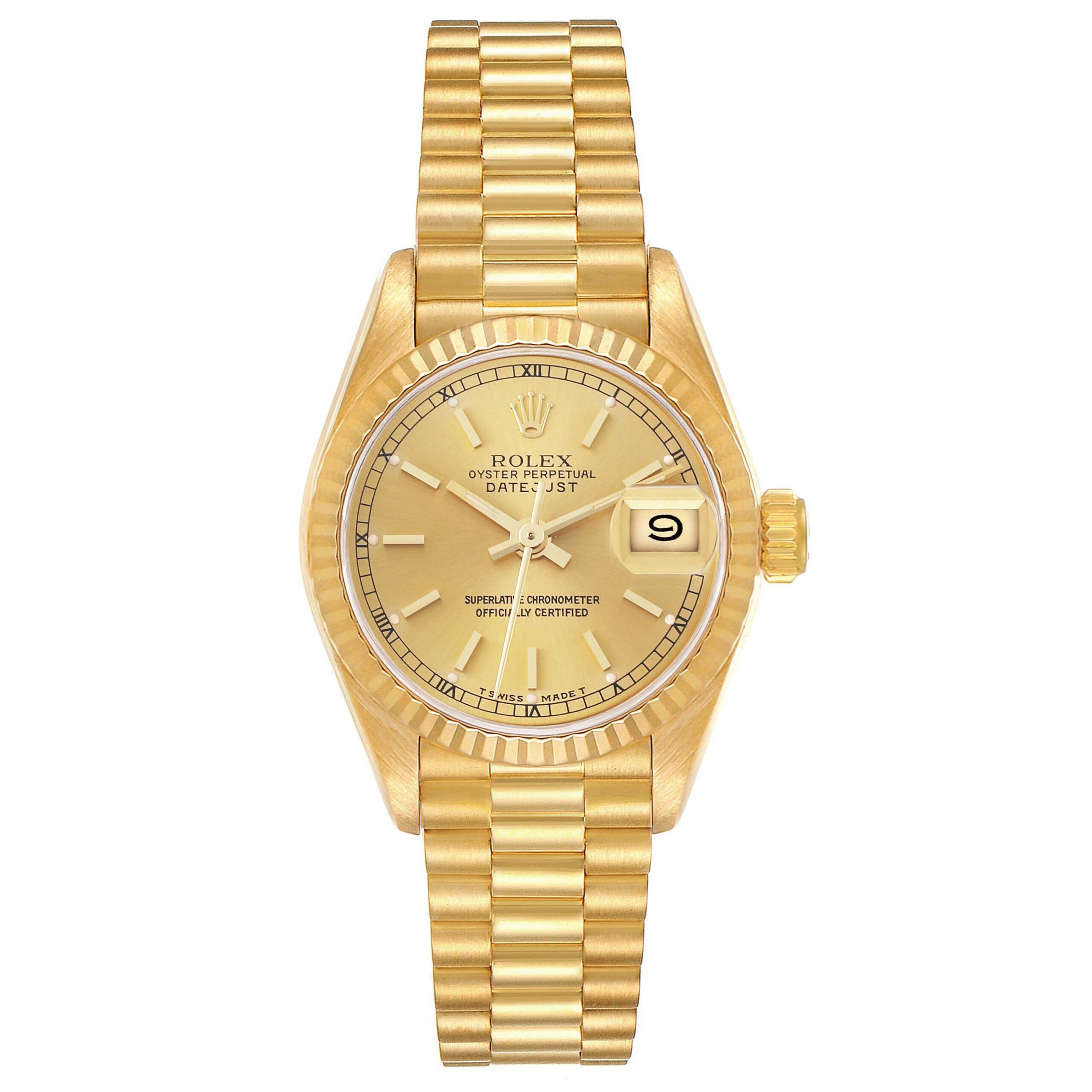 Rolex Datejust President Yellow Gold Champagne Dial Ladies Watch 69178