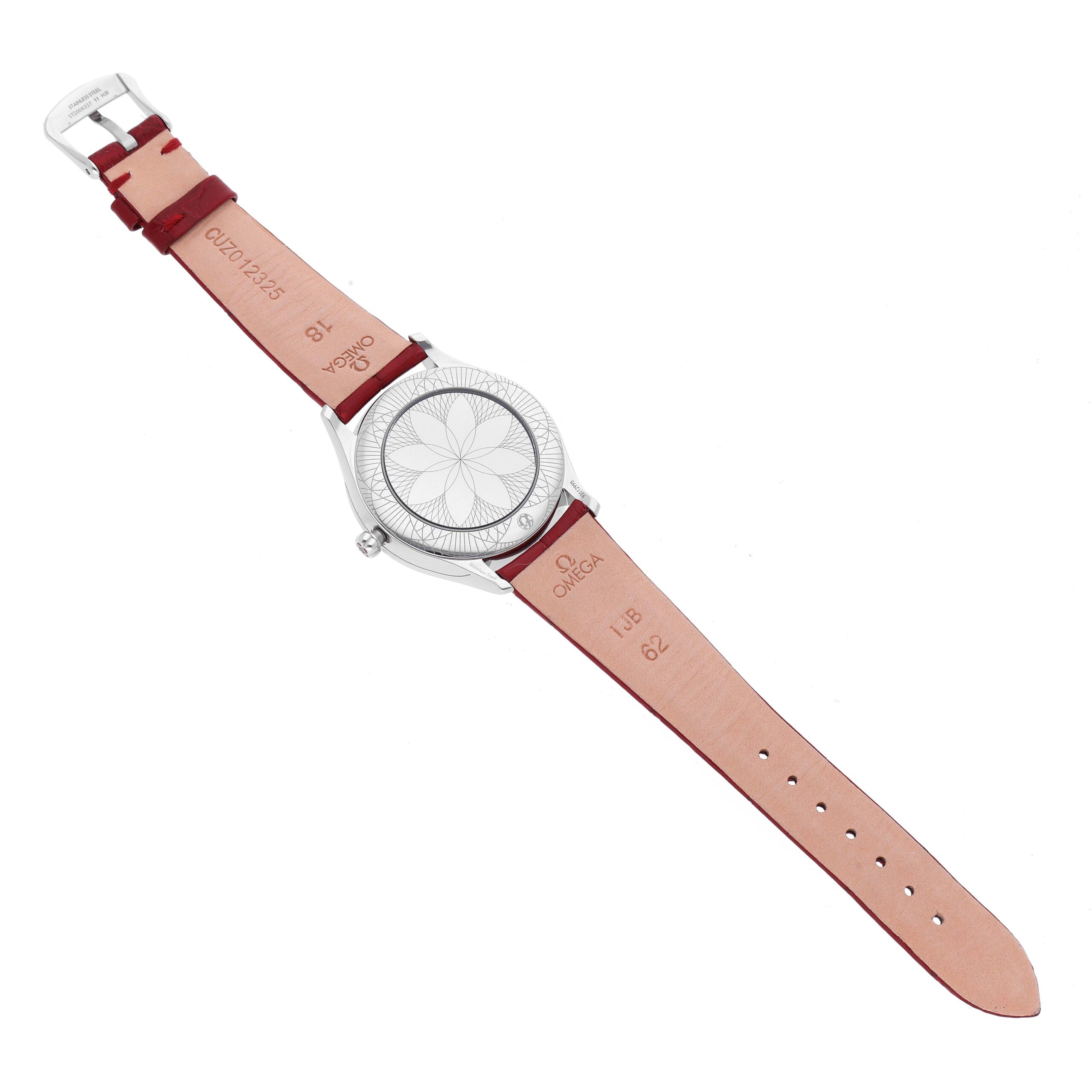 Omega DeVille Tresor Diamond Red Dial Ladies Watch 428.18.36.60.11.002 Box Card