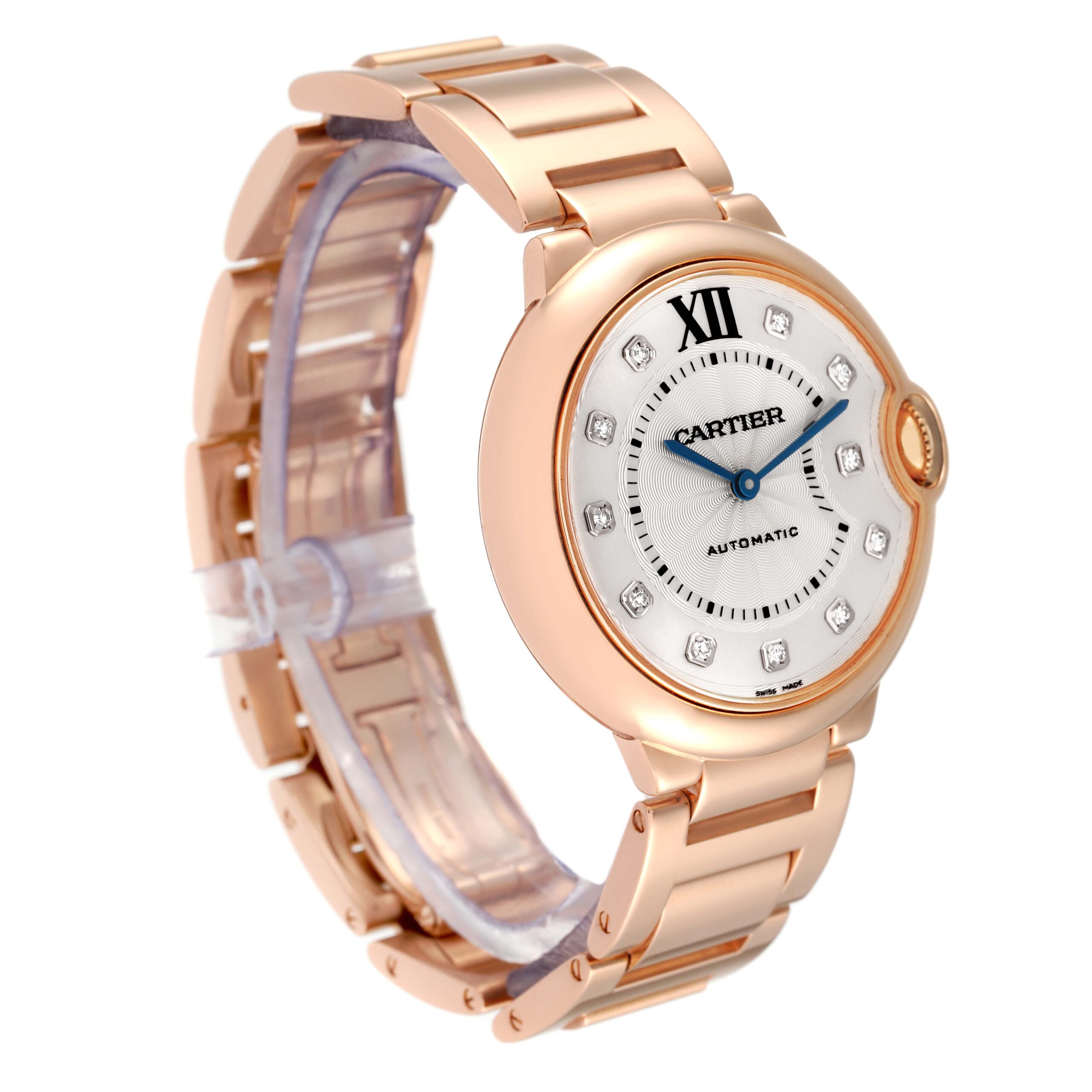 Cartier Ballon Bleu 36 Rose Gold Diamond Ladies Watch WE902026