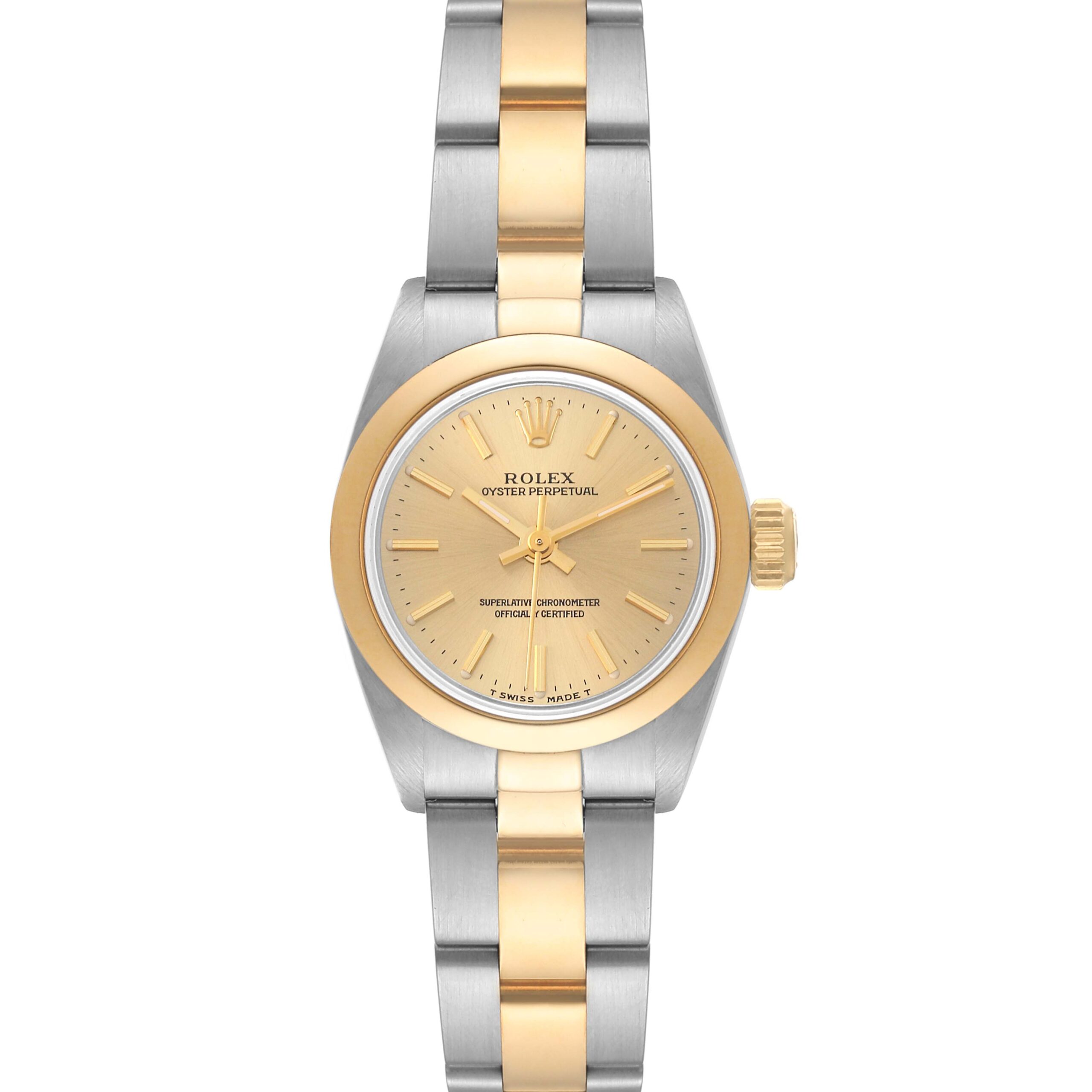 Rolex Oyster Perpetual NonDate Steel Yellow Gold Ladies Watch 67183