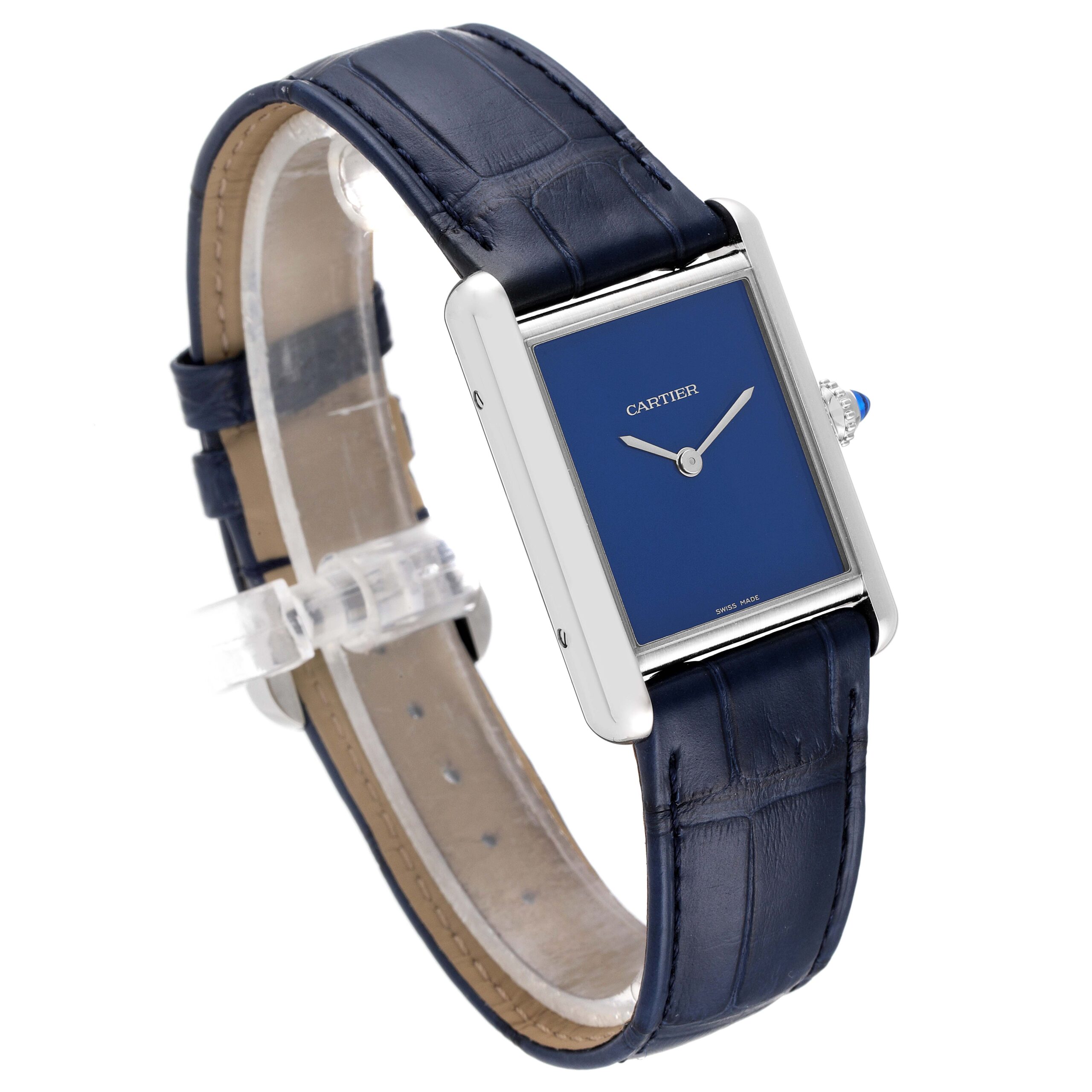 Cartier Tank Must Large Steel Blue Dial Ladies Watch WSTA0055