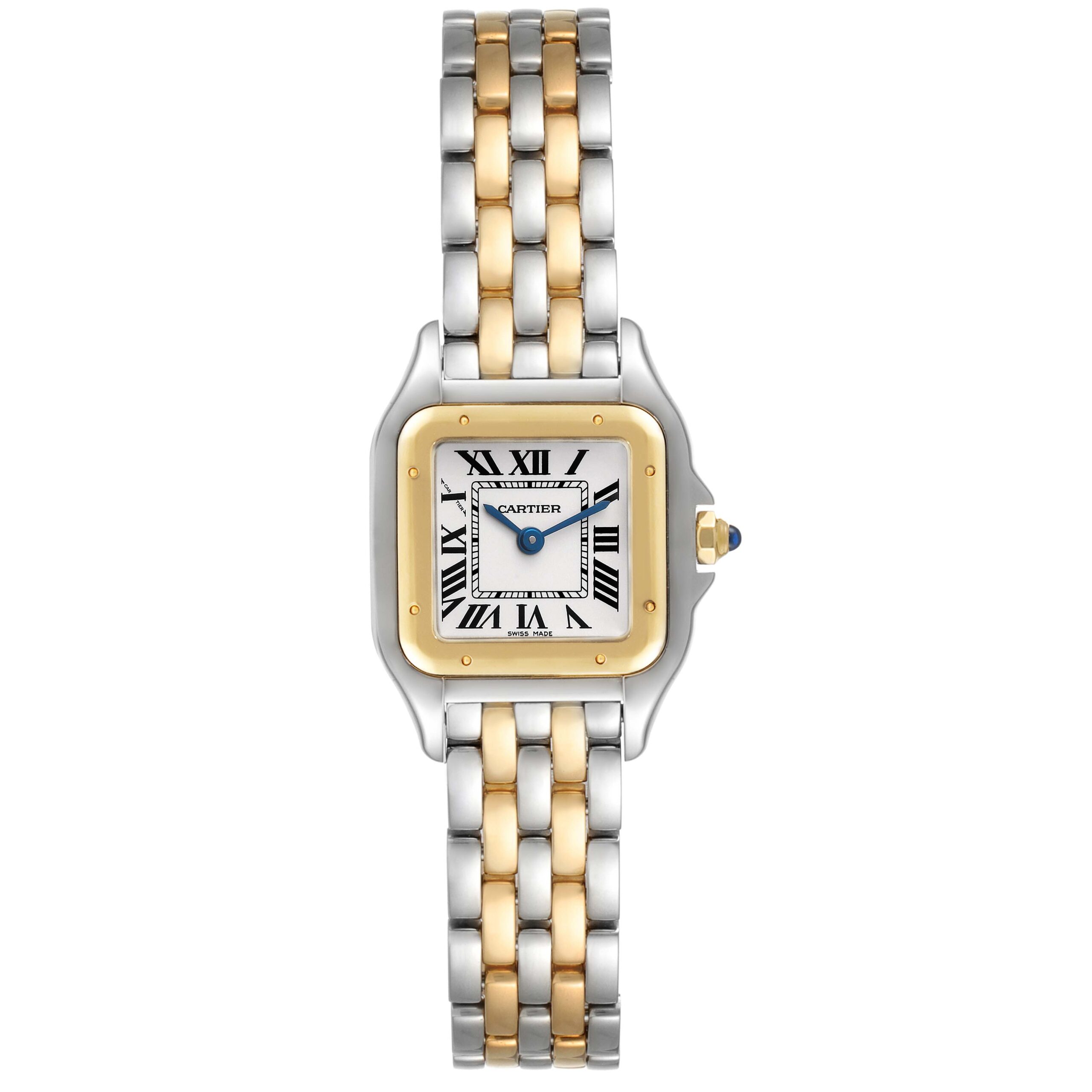 Cartier Panthere Steel Yellow Gold 2 Row Ladies Watch W2PN0006 Box Card