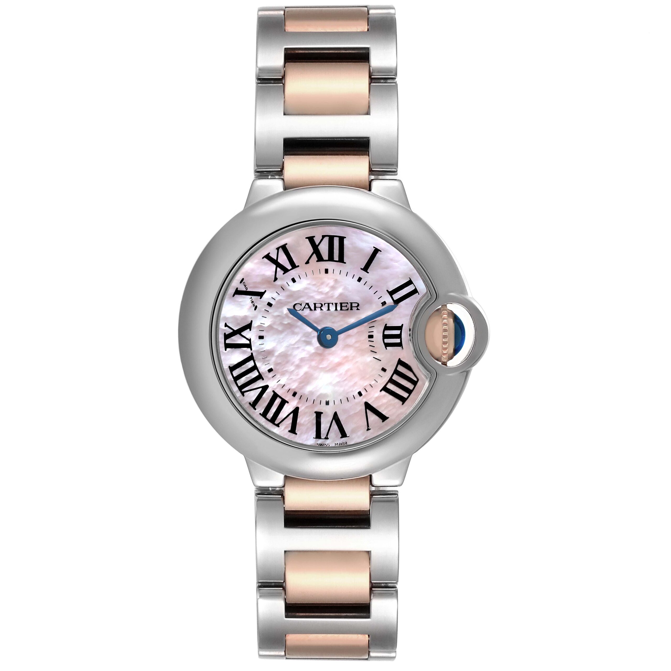 Cartier Ballon Bleu Steel Rose Gold Pink MOP Dial Watch W6920034 Box Papers