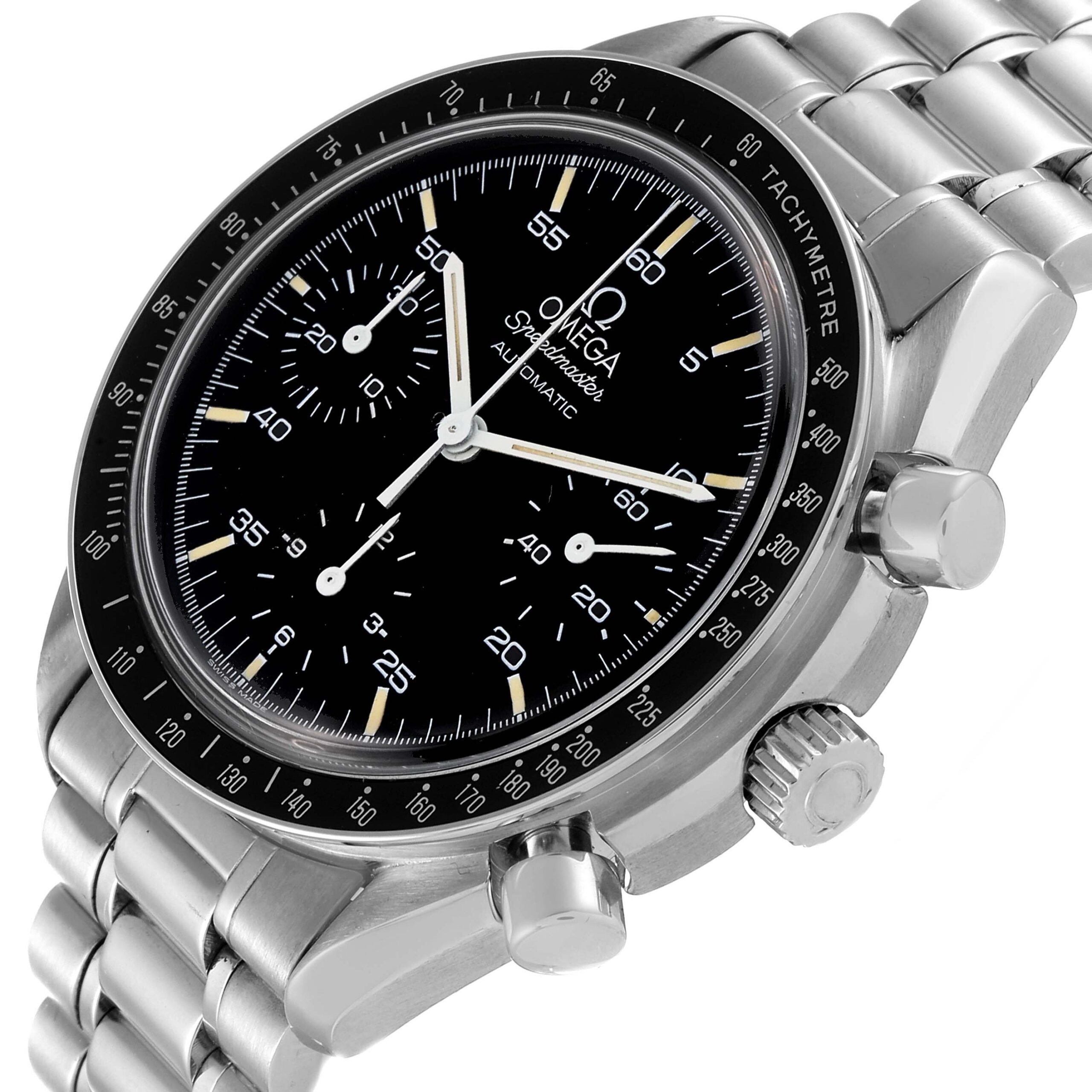 Omega Speedmaster Reduced Hesalite Chronograph Steel Mens Watch 3510.50.00