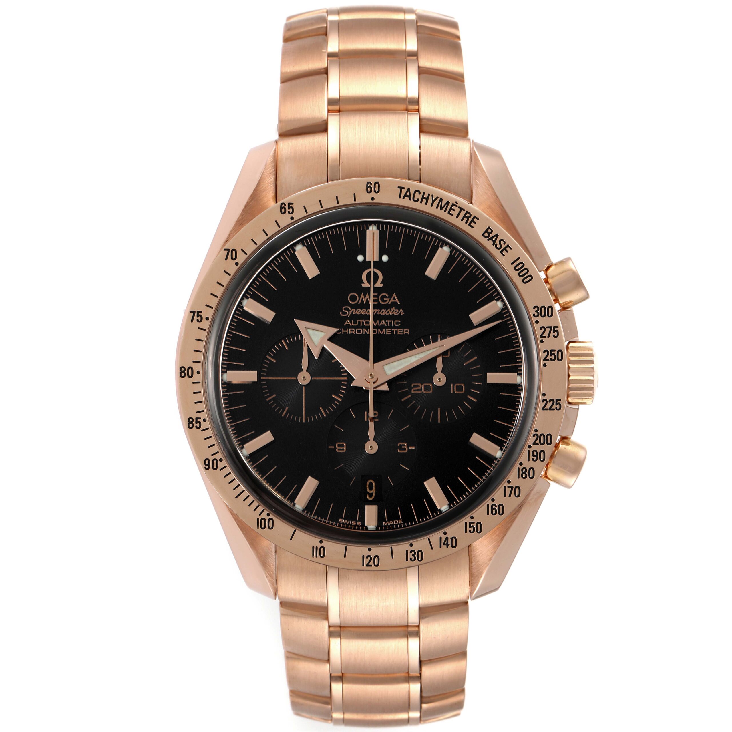 Omega Speedmaster Broad Arrow Rose Gold Mens Watch 3653.80.33