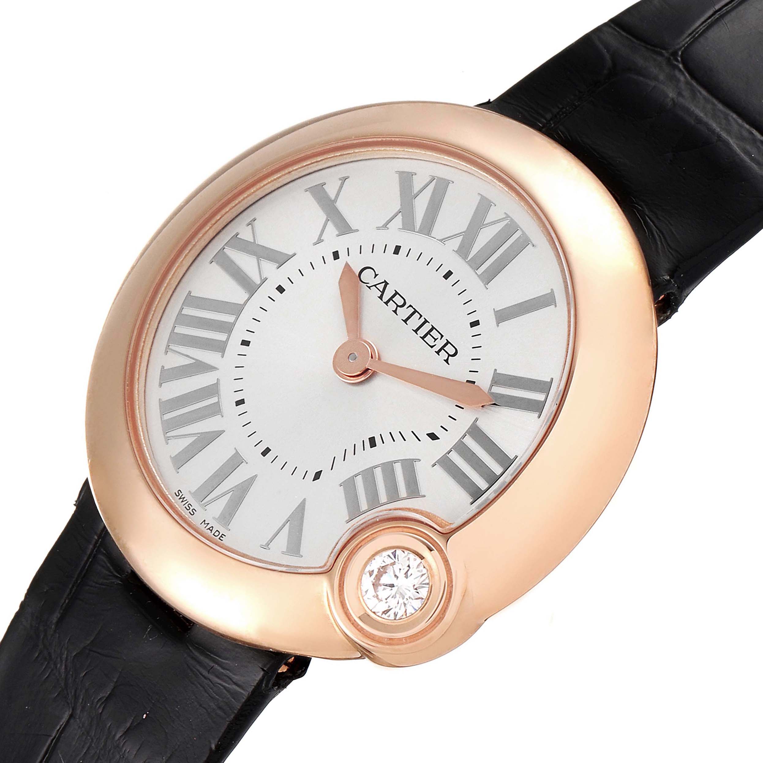 Cartier Ballon Blanc Rose Gold Diamond Ladies Watch WGBL0003 Box Card