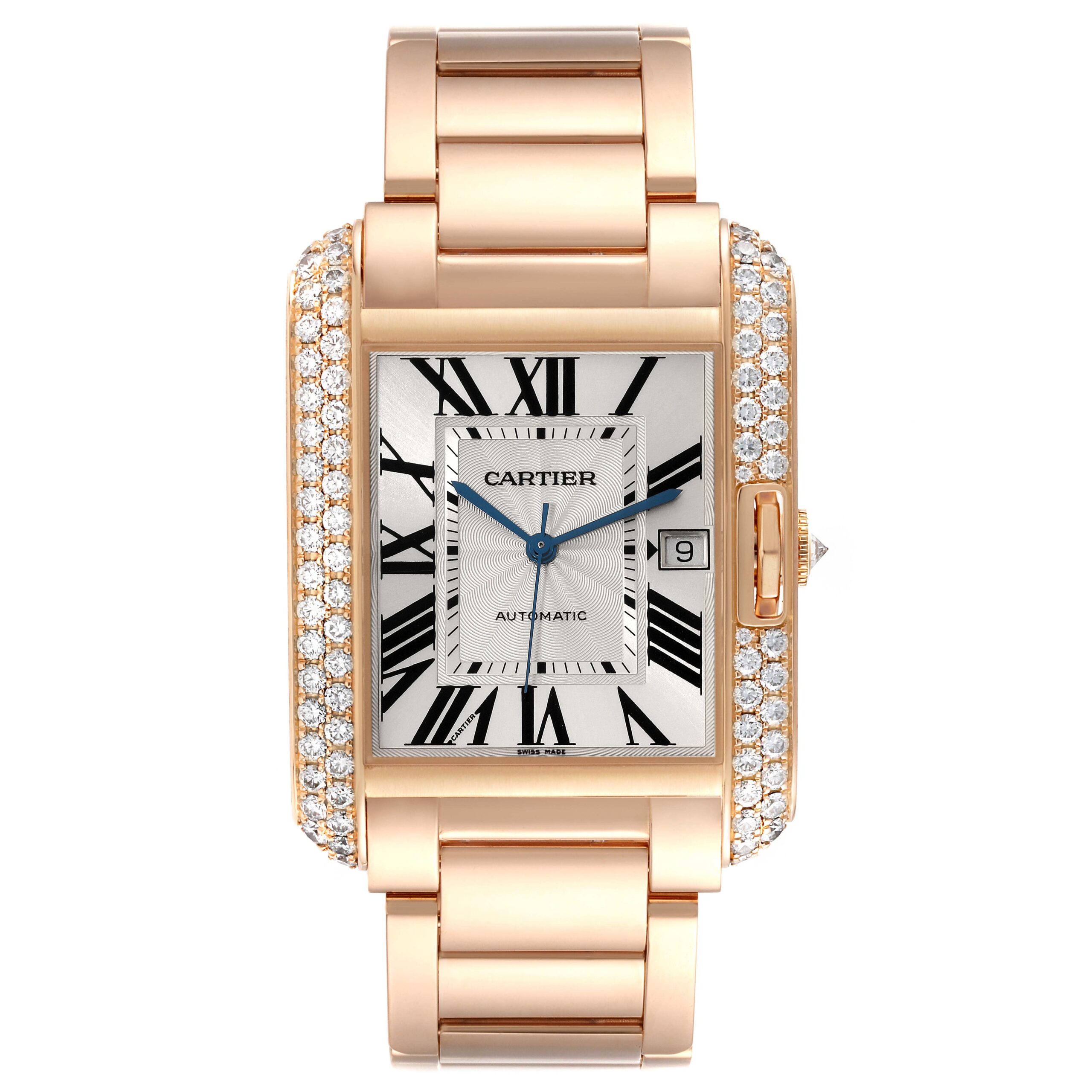 Cartier Tank Anglaise Large 18K Rose Gold Diamond Watch WT100004 Box Papers