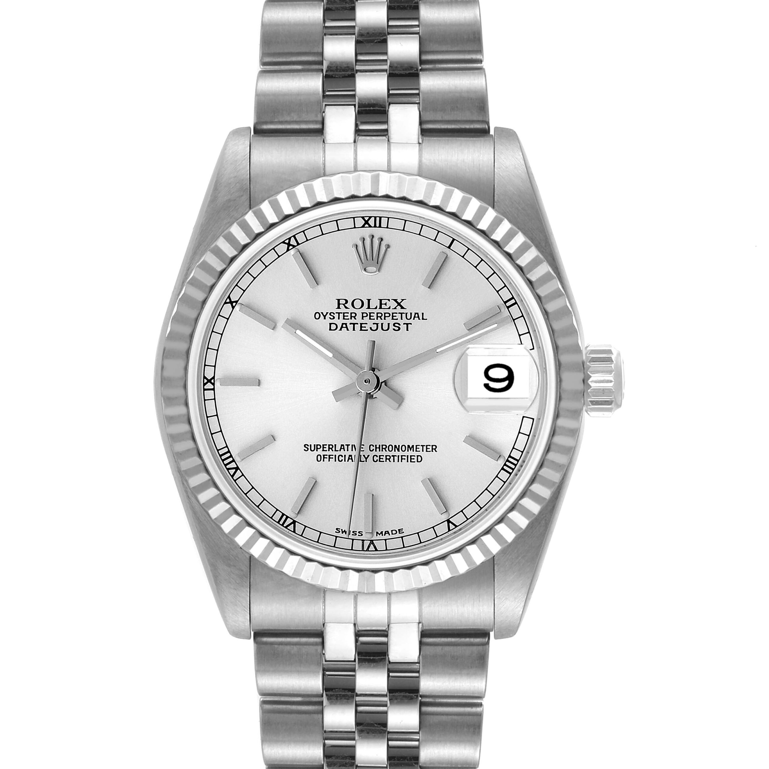 Rolex Datejust Midsize Steel White Gold Silver Dial Ladies Watch 78274