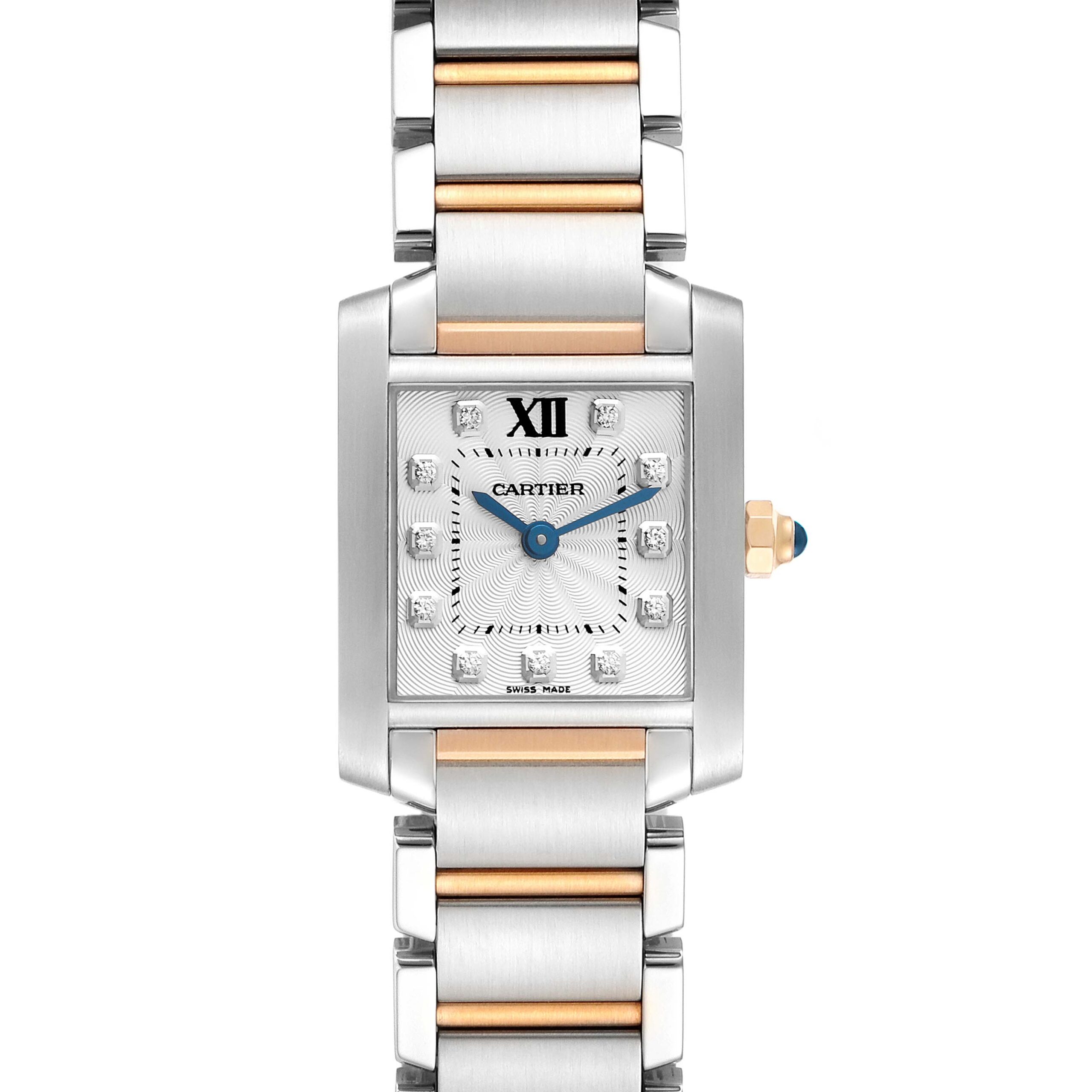 Cartier Tank Francaise Steel Rose Gold Diamond Ladies Watch WE110004